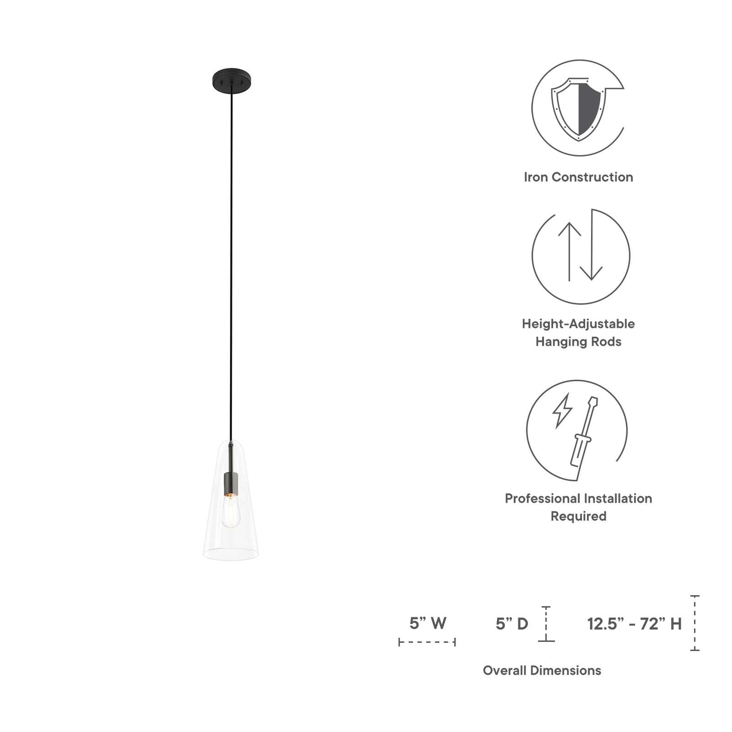 Beacon 1-Light Pendant Light By Modway - EEI-5644 | Pendant Lamps - 8