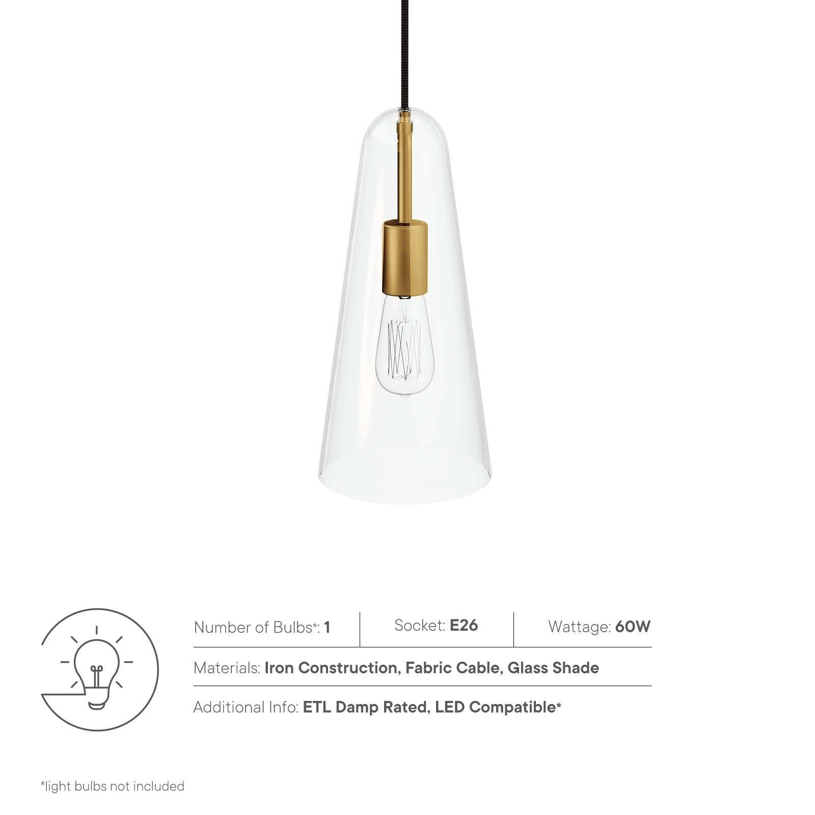 Beacon 1-Light Pendant Light By Modway - EEI-5644 | Pendant Lamps - 15