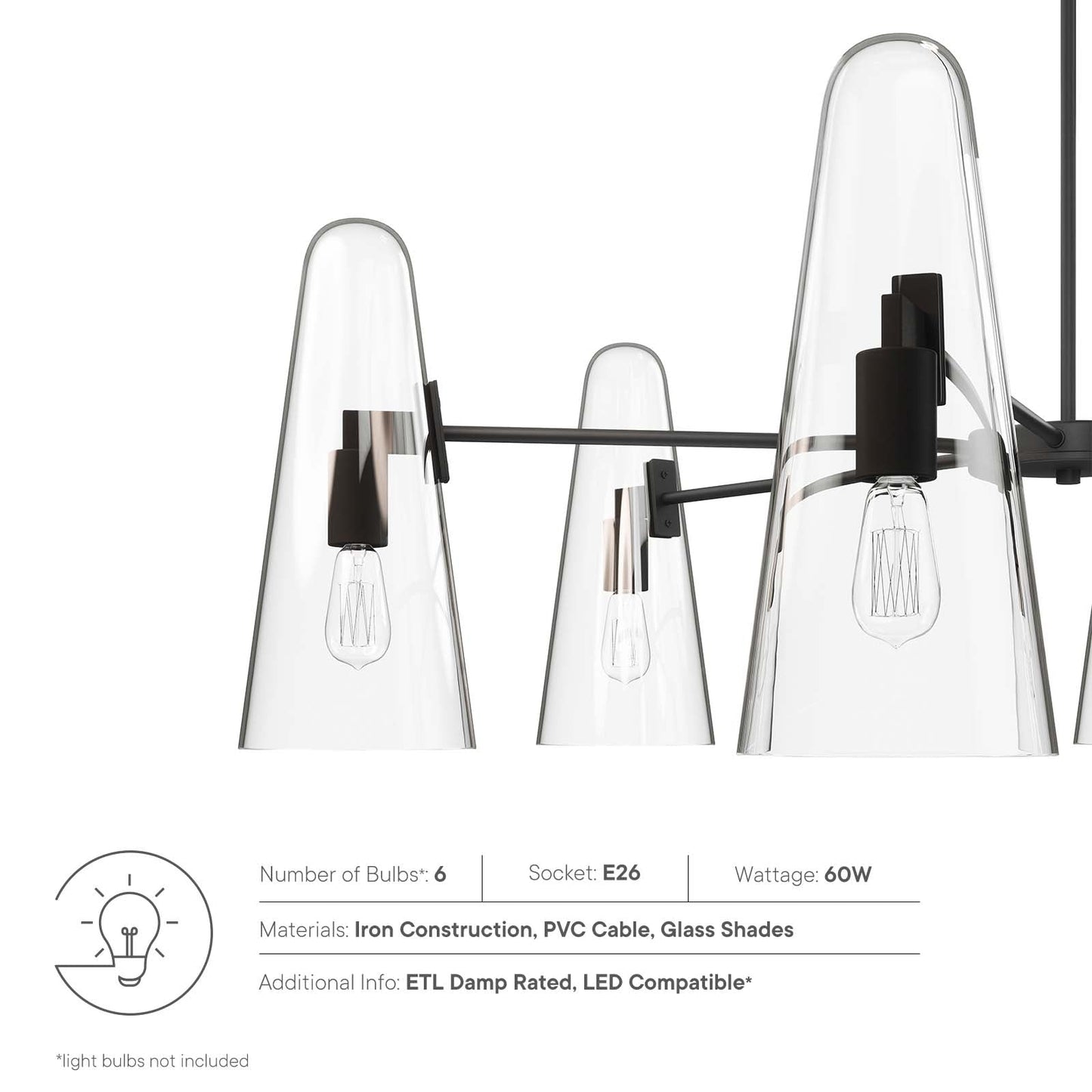 Beacon 6-Light Chandelier By Modway - EEI-5648 | Chandeliers - 7