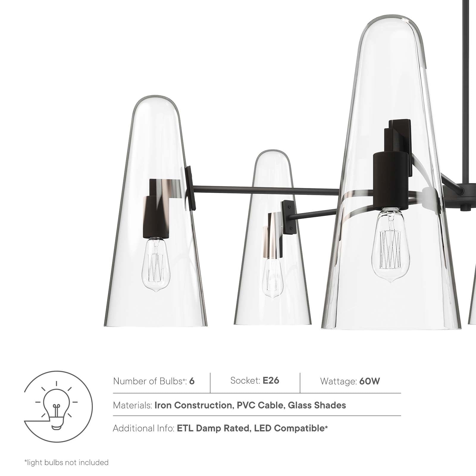 Beacon 6-Light Chandelier By Modway - EEI-5648 | Chandeliers - 7
