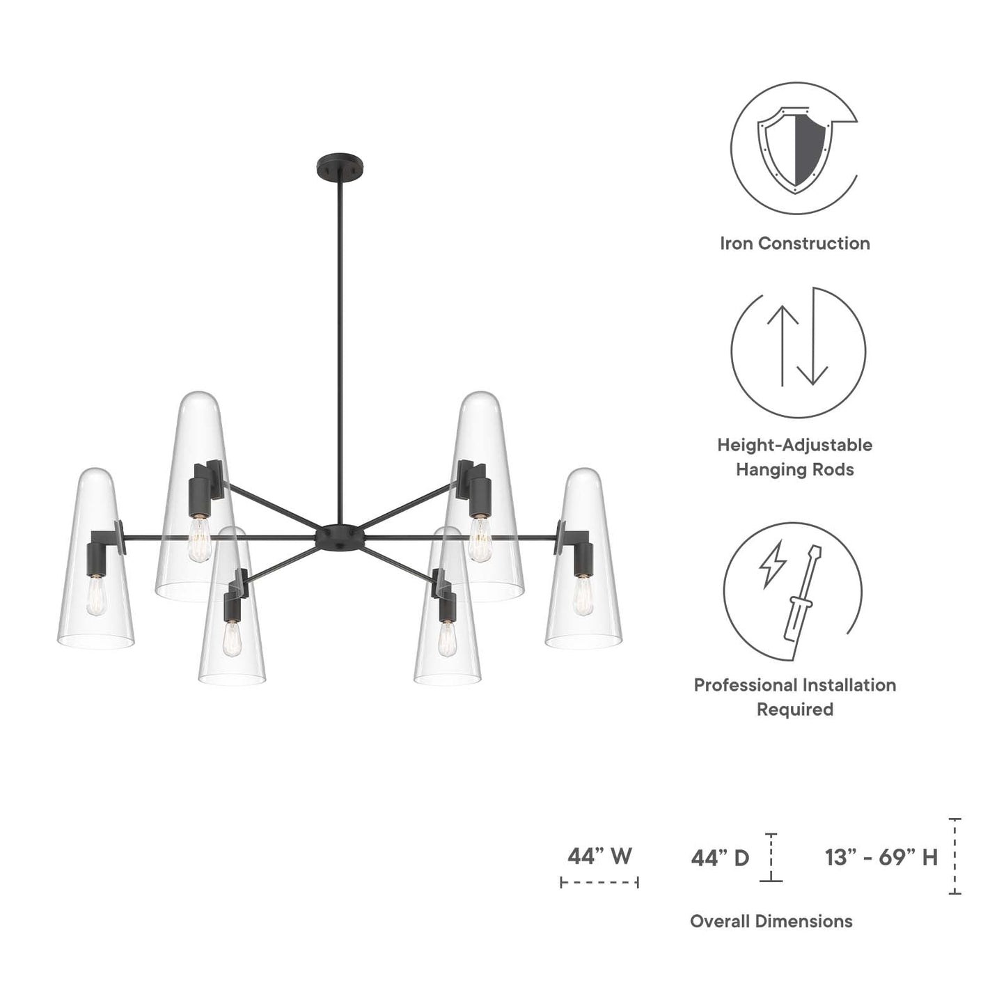 Beacon 6-Light Chandelier By Modway - EEI-5648 | Chandeliers - 8