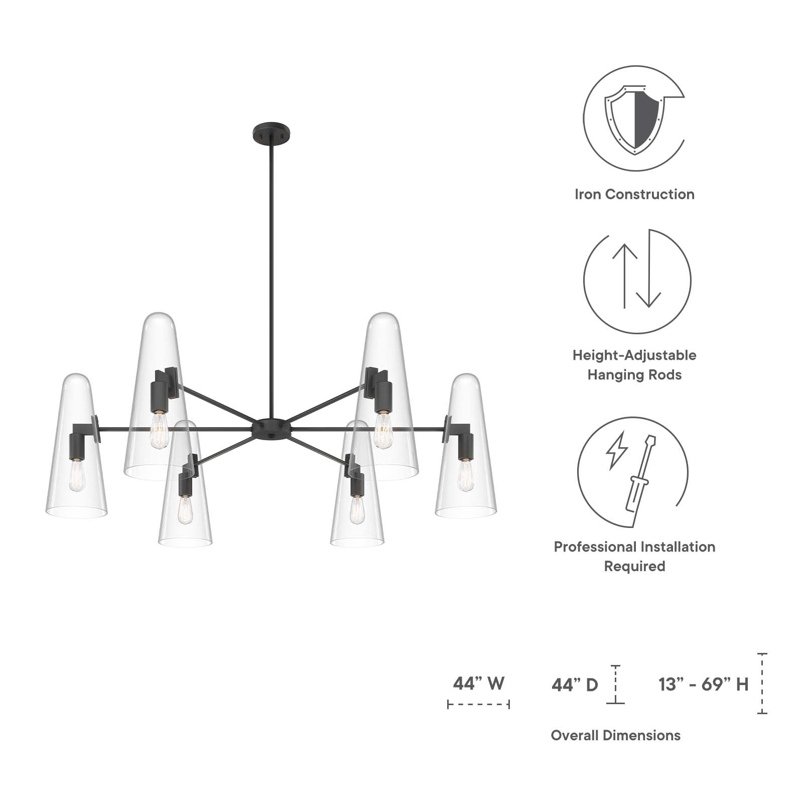 Beacon 6-Light Chandelier By Modway - EEI-5648 | Chandeliers - 8