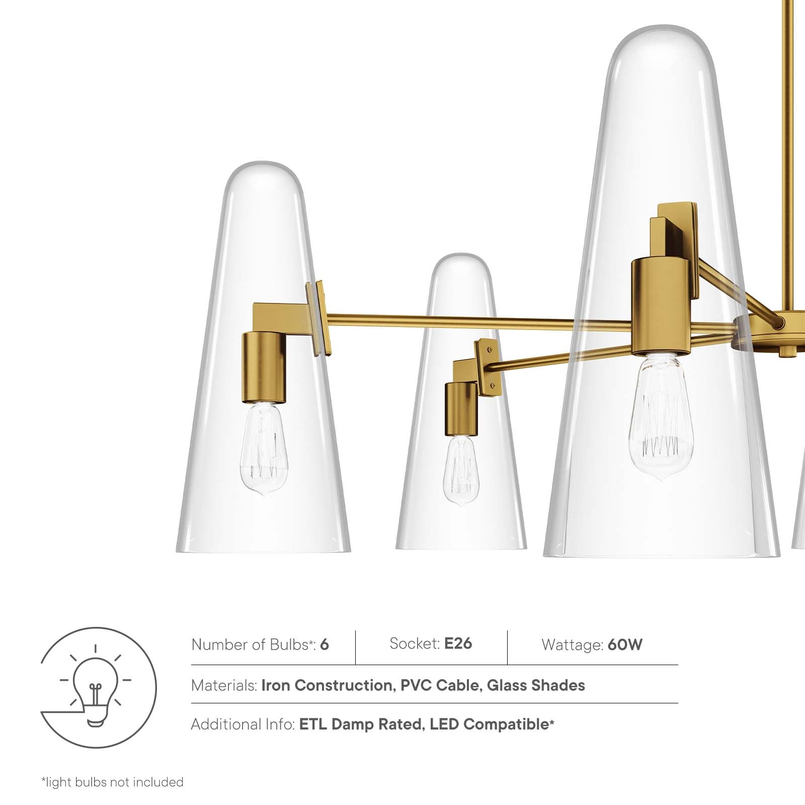 Beacon 6-Light Chandelier By Modway - EEI-5648 | Chandeliers - 15
