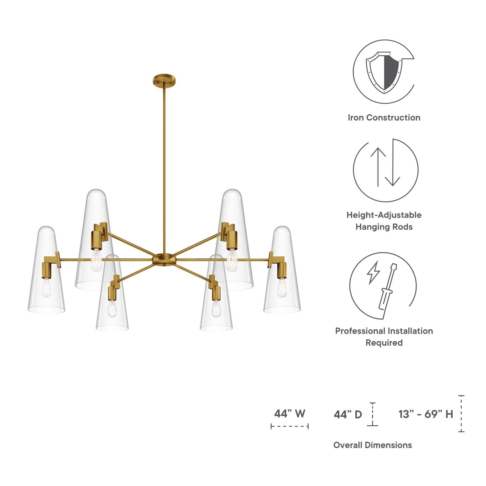 Beacon 6-Light Chandelier By Modway - EEI-5648 | Chandeliers - 16