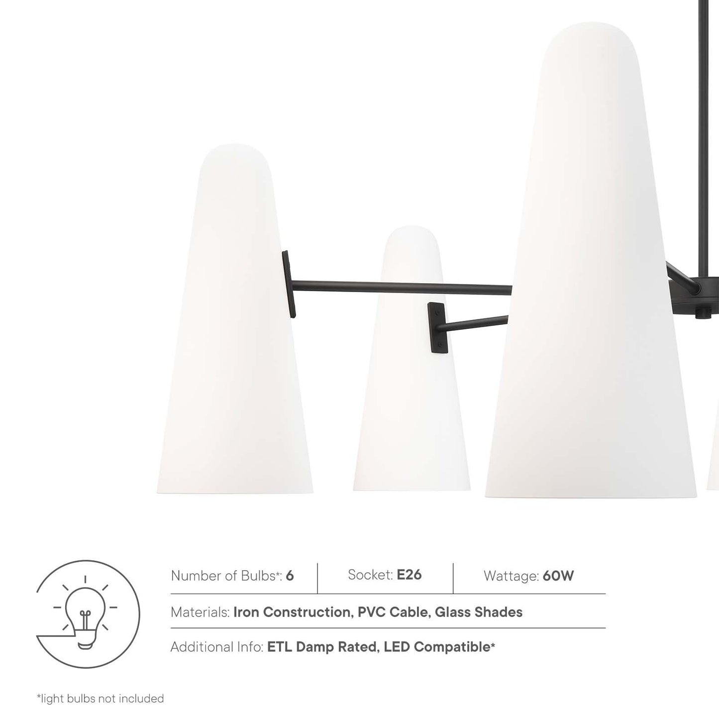 Beacon 6-Light Chandelier By Modway - EEI-5648 | Chandeliers - 23