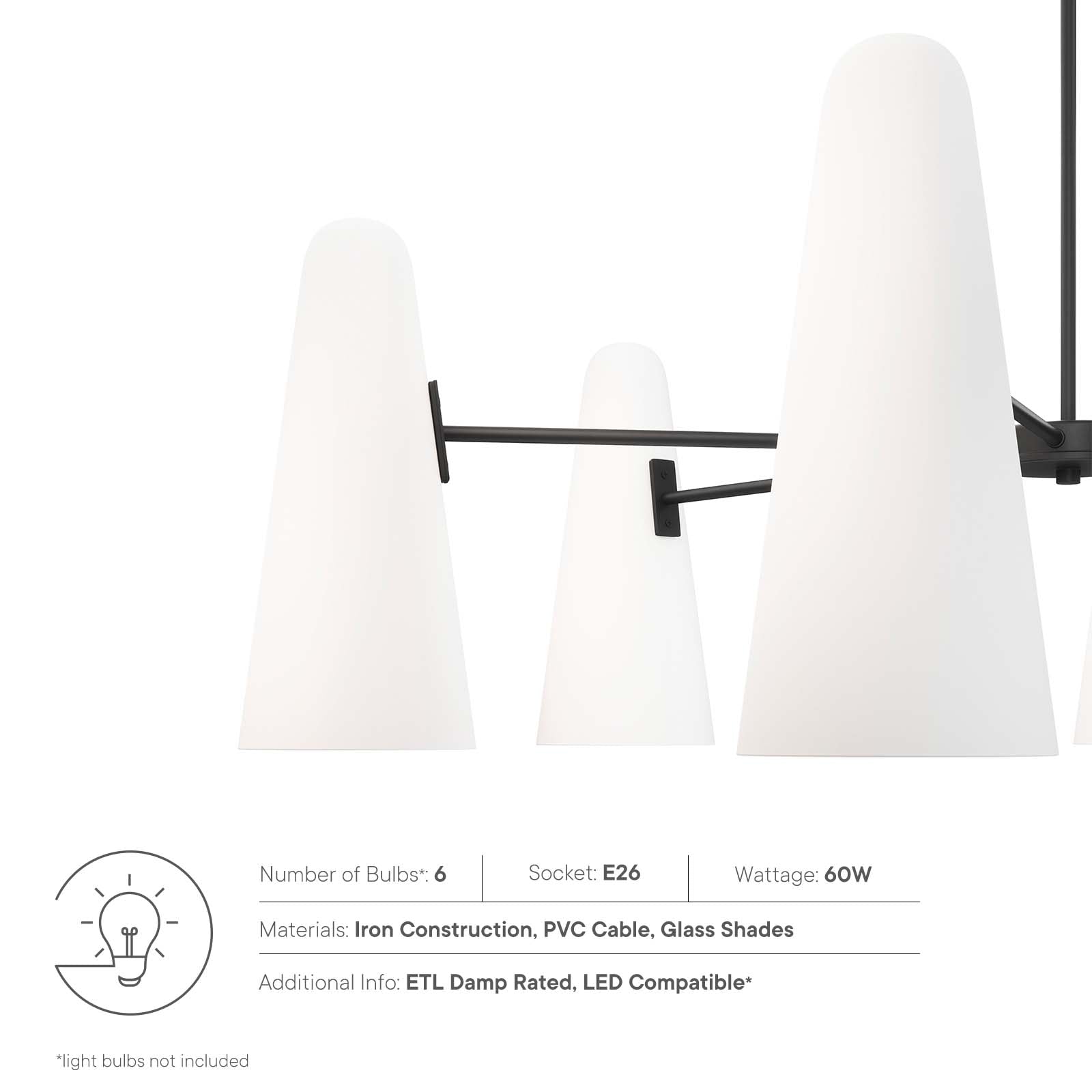 Beacon 6-Light Chandelier By Modway - EEI-5648 | Chandeliers - 23
