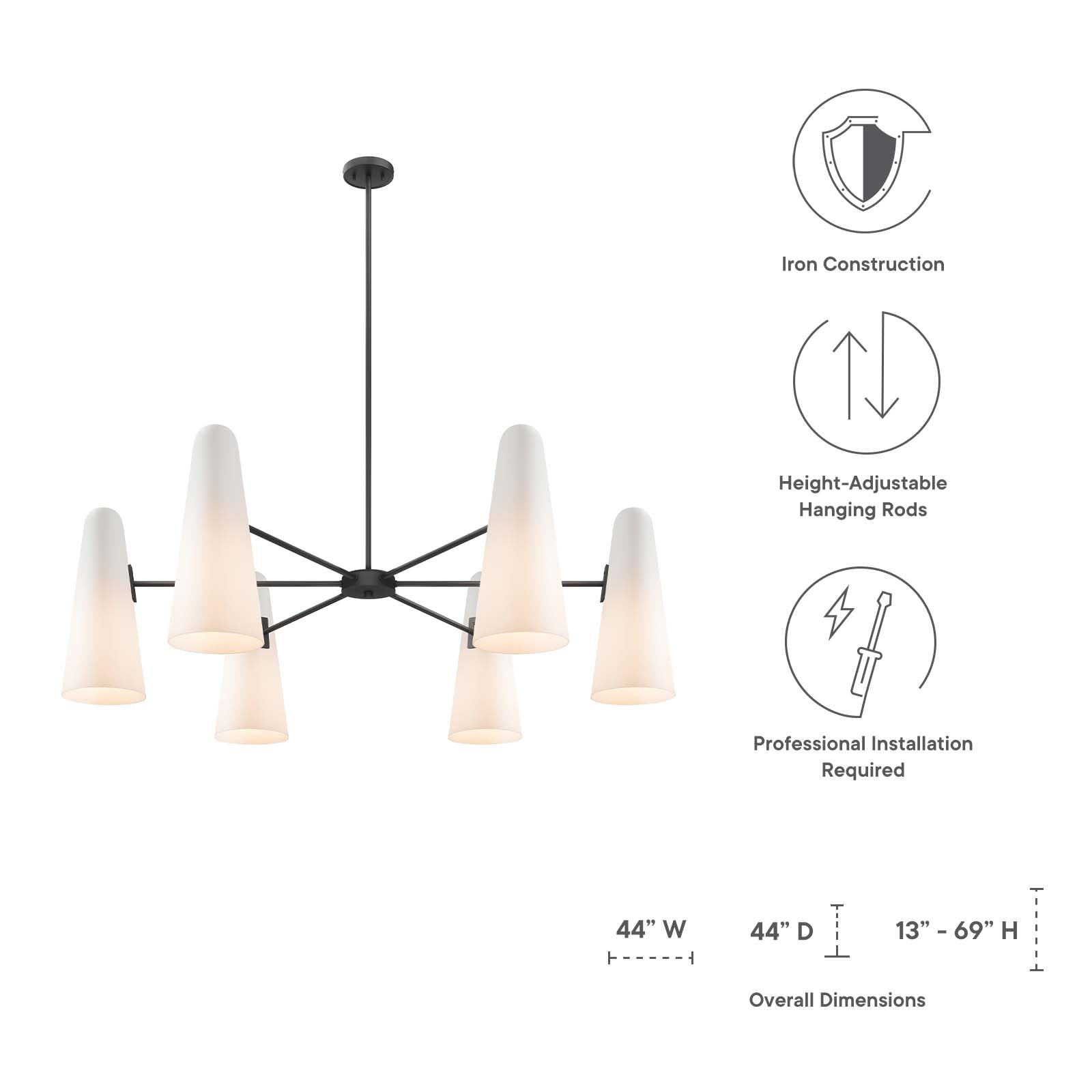 Beacon 6-Light Chandelier By Modway - EEI-5648 | Chandeliers - 24