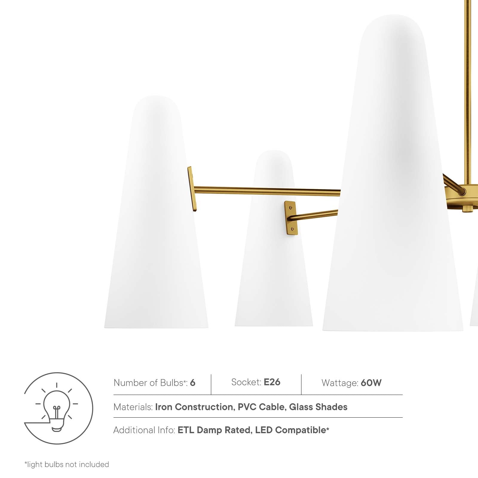 Beacon 6-Light Chandelier By Modway - EEI-5648 | Chandeliers - 31