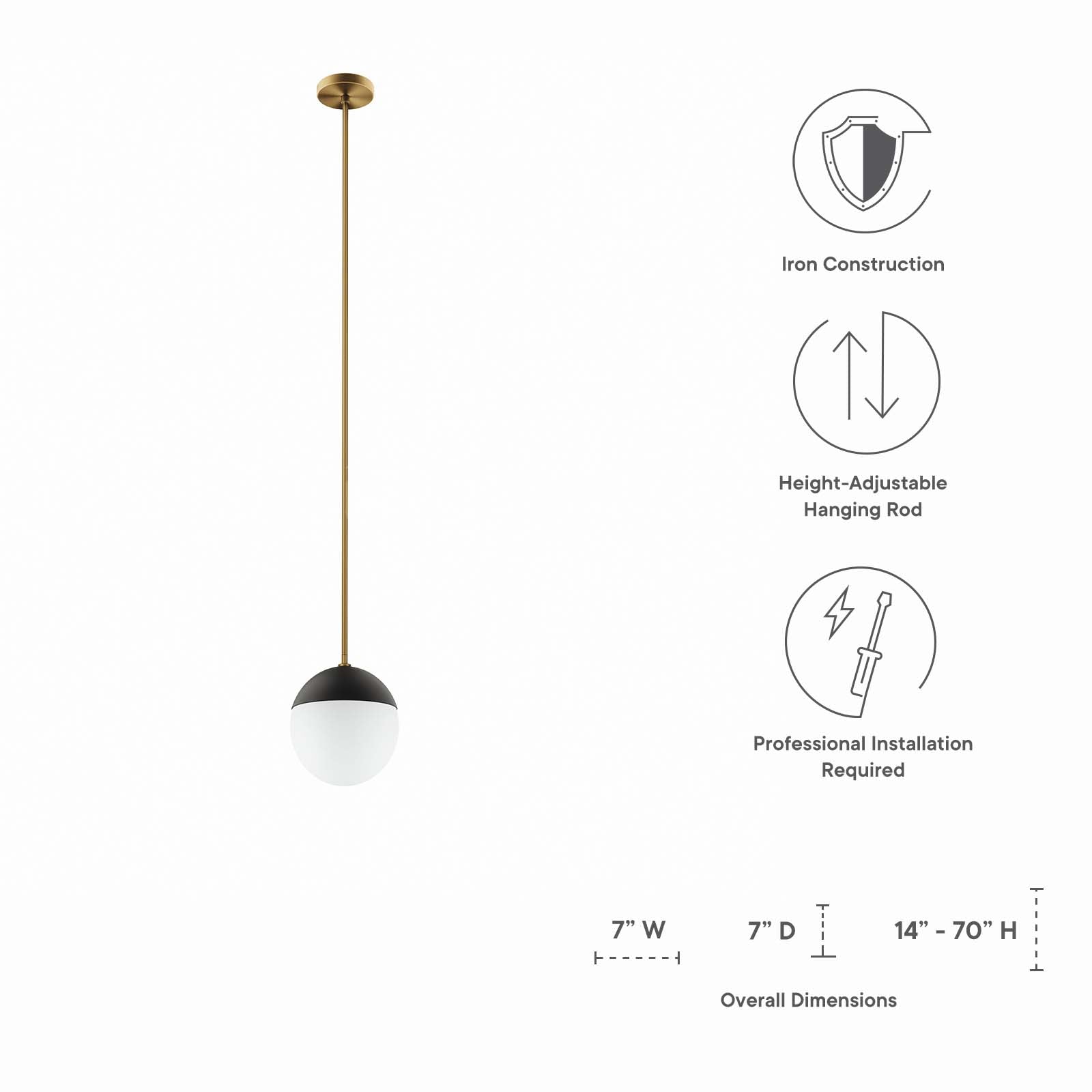 Stellar 1-Light Pendant Light By Modway - EEI-5653 | Pendant Lamps | Modishstore - 15