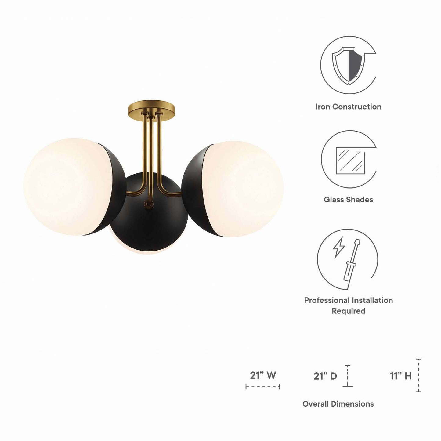 Stellar 3-Light Semi-Flush Ceiling Light By Modway - EEI-5656 | Ceiling Lamps | Modishstore - 14