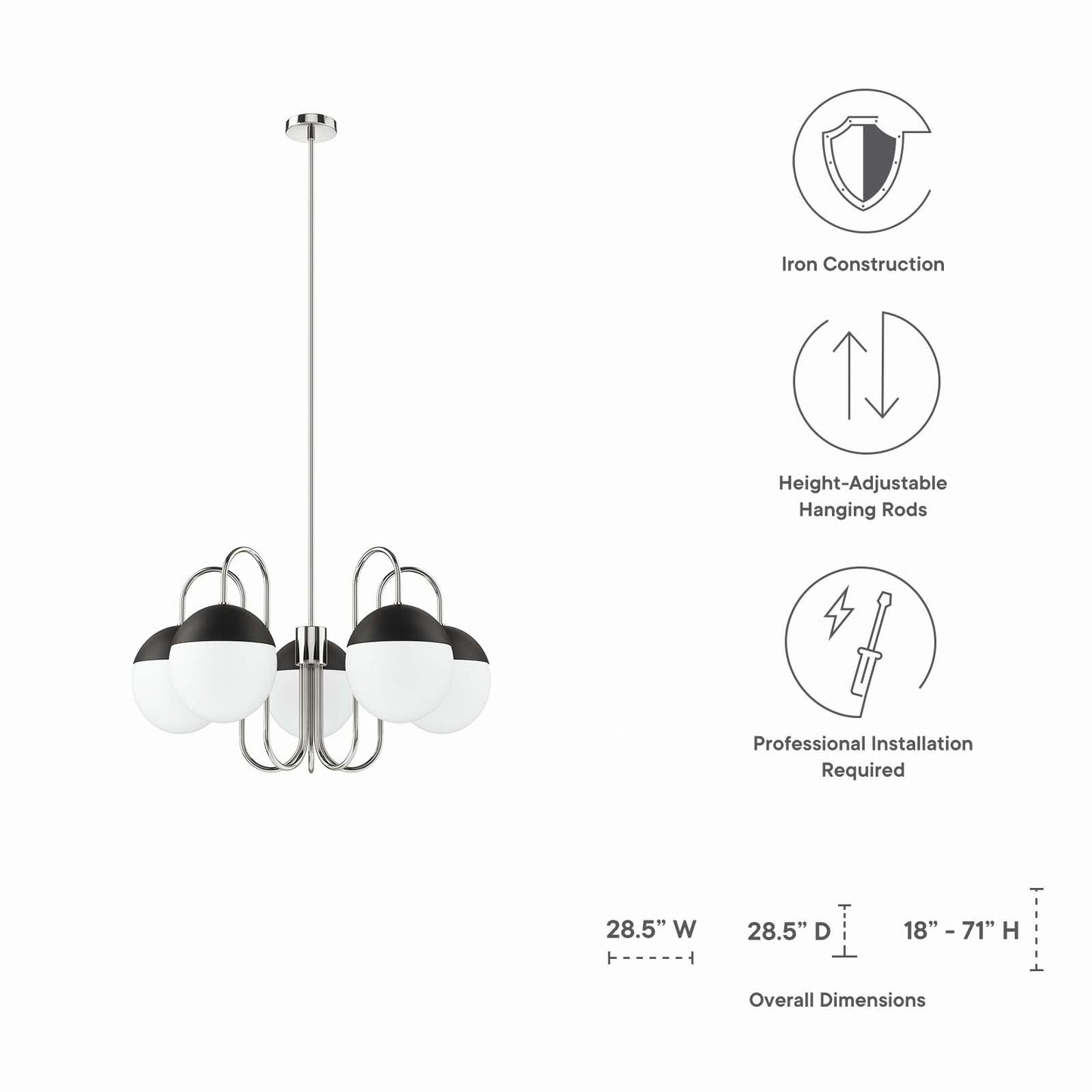 Stellar 5-Light Chandelier By Modway - EEI-5658 | Chandeliers | Modishstore - 7