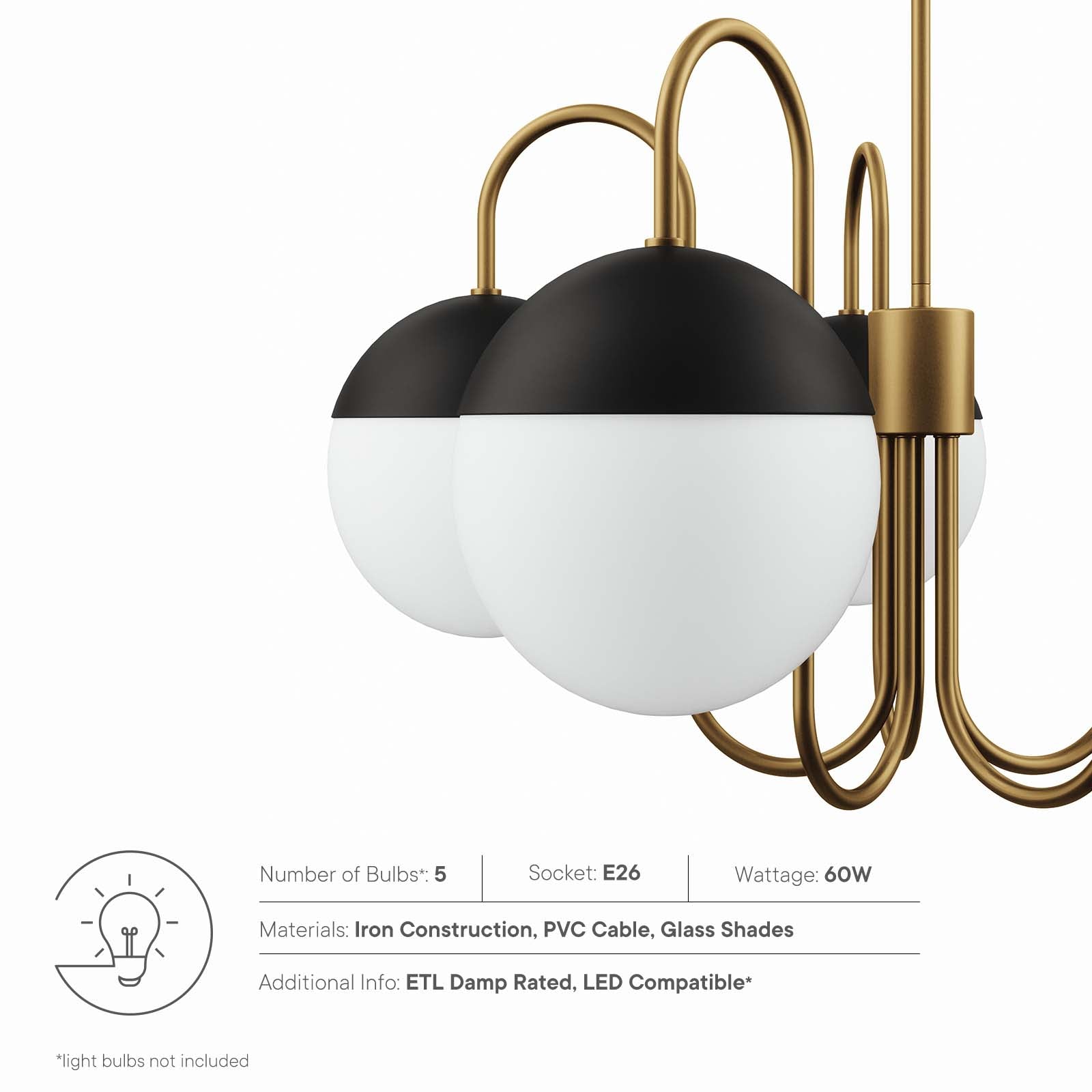 Stellar 5-Light Chandelier By Modway - EEI-5658 | Chandeliers | Modishstore - 14