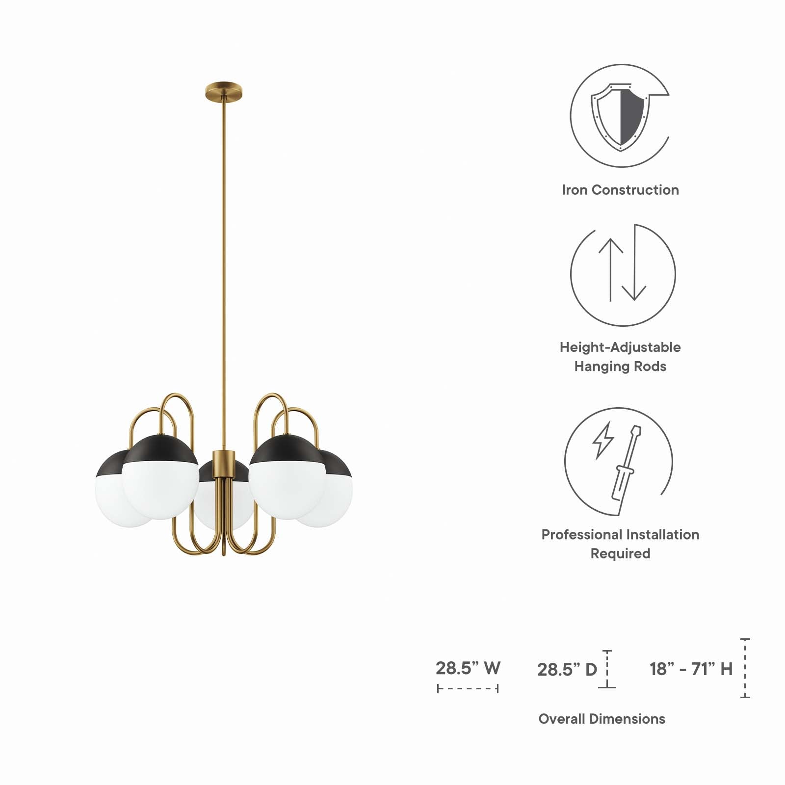 Stellar 5-Light Chandelier By Modway - EEI-5658 | Chandeliers | Modishstore - 15