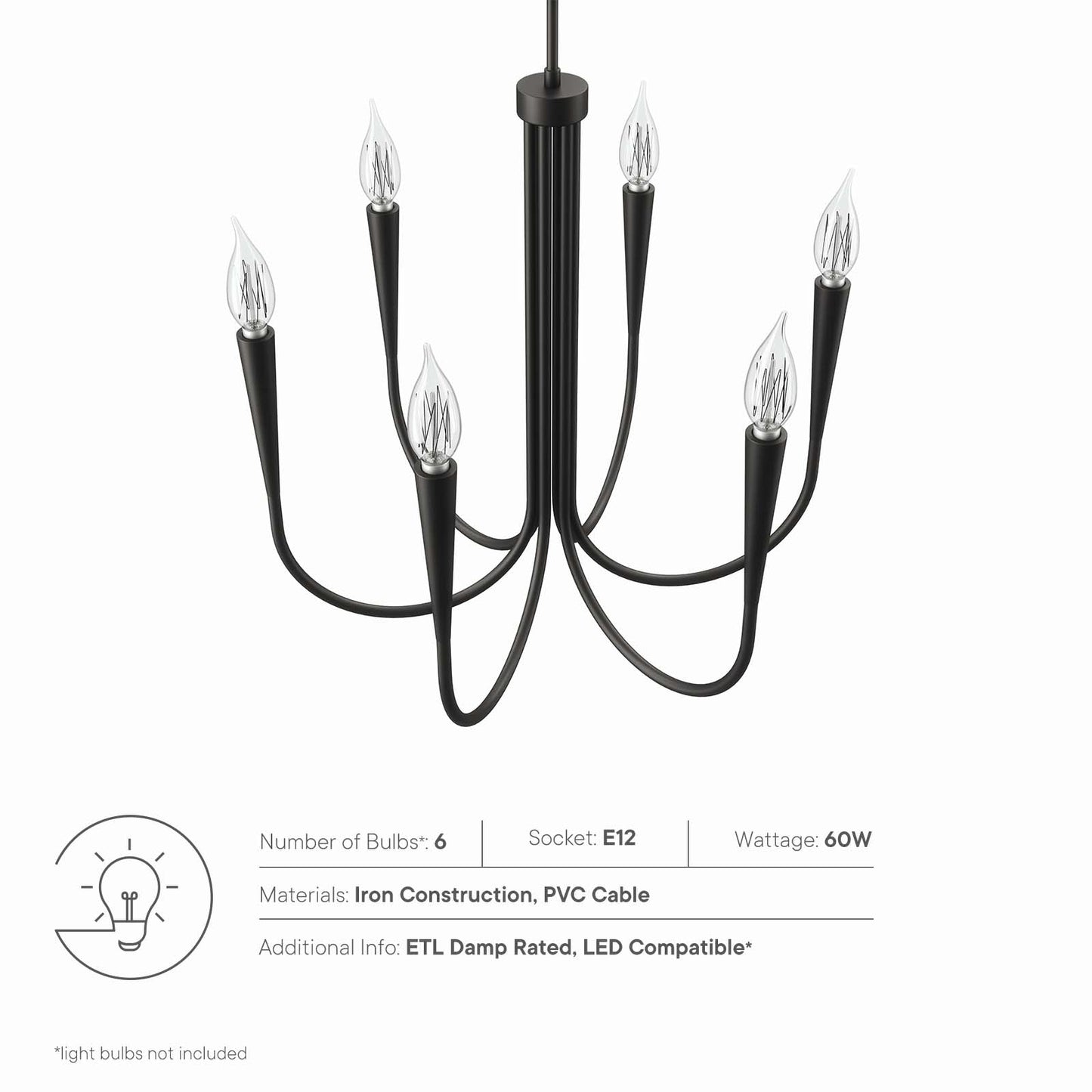 Penrose 6-Light Chandelier By Modway - EEI-5661 | Chandeliers | Modishstore - 6