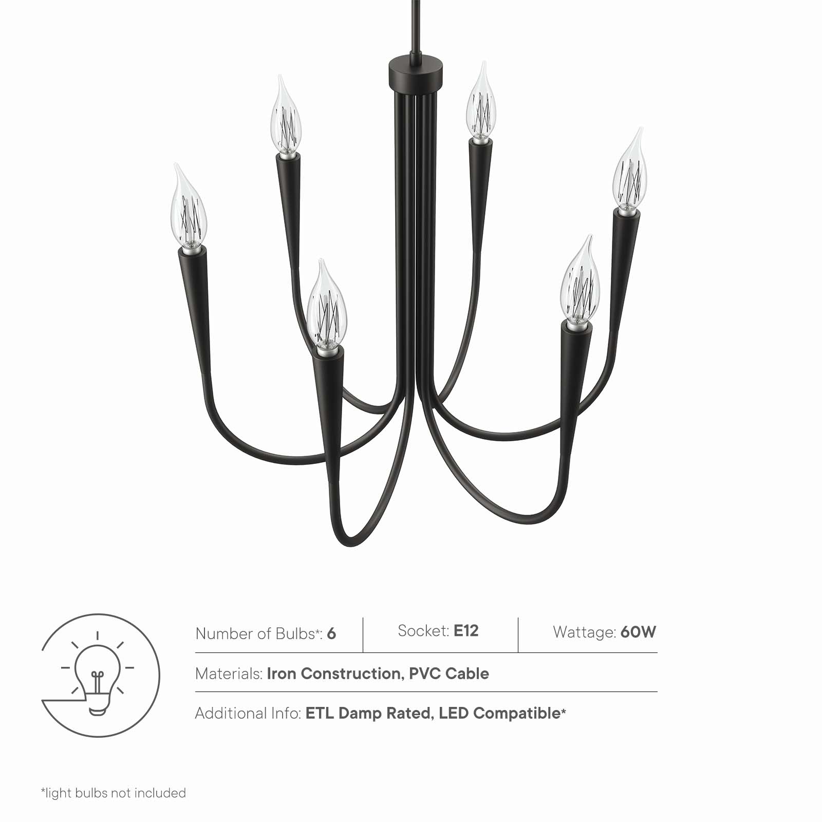 Penrose 6-Light Chandelier By Modway - EEI-5661 | Chandeliers | Modishstore - 6