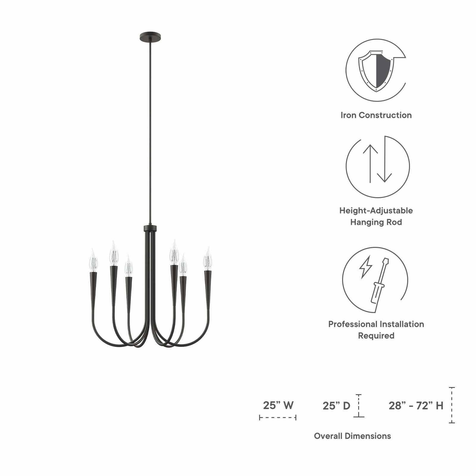 Penrose 6-Light Chandelier By Modway - EEI-5661 | Chandeliers | Modishstore - 7