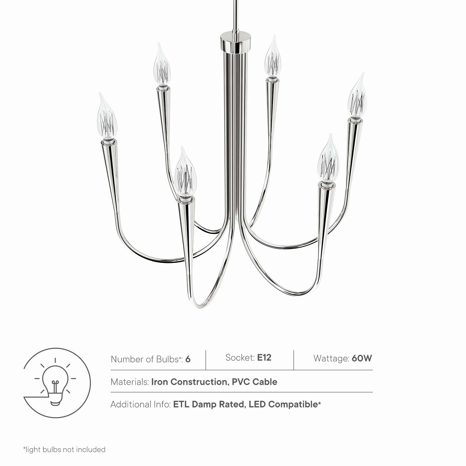 Penrose 6-Light Chandelier By Modway - EEI-5661 | Chandeliers | Modishstore - 14