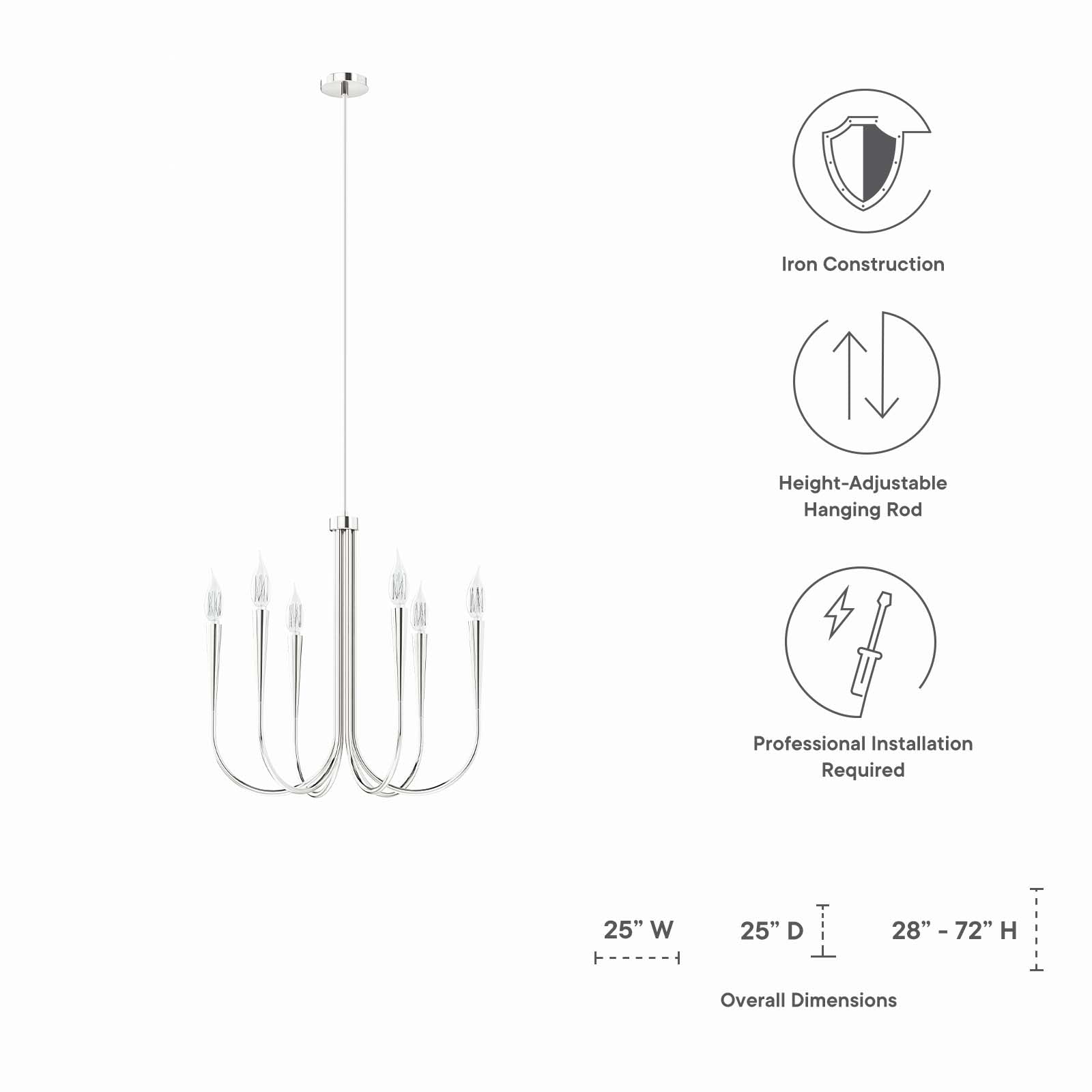 Penrose 6-Light Chandelier By Modway - EEI-5661 | Chandeliers | Modishstore - 15
