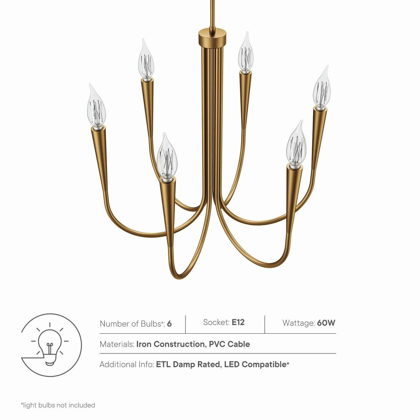 Penrose 6-Light Chandelier By Modway - EEI-5661 | Chandeliers | Modishstore - 22