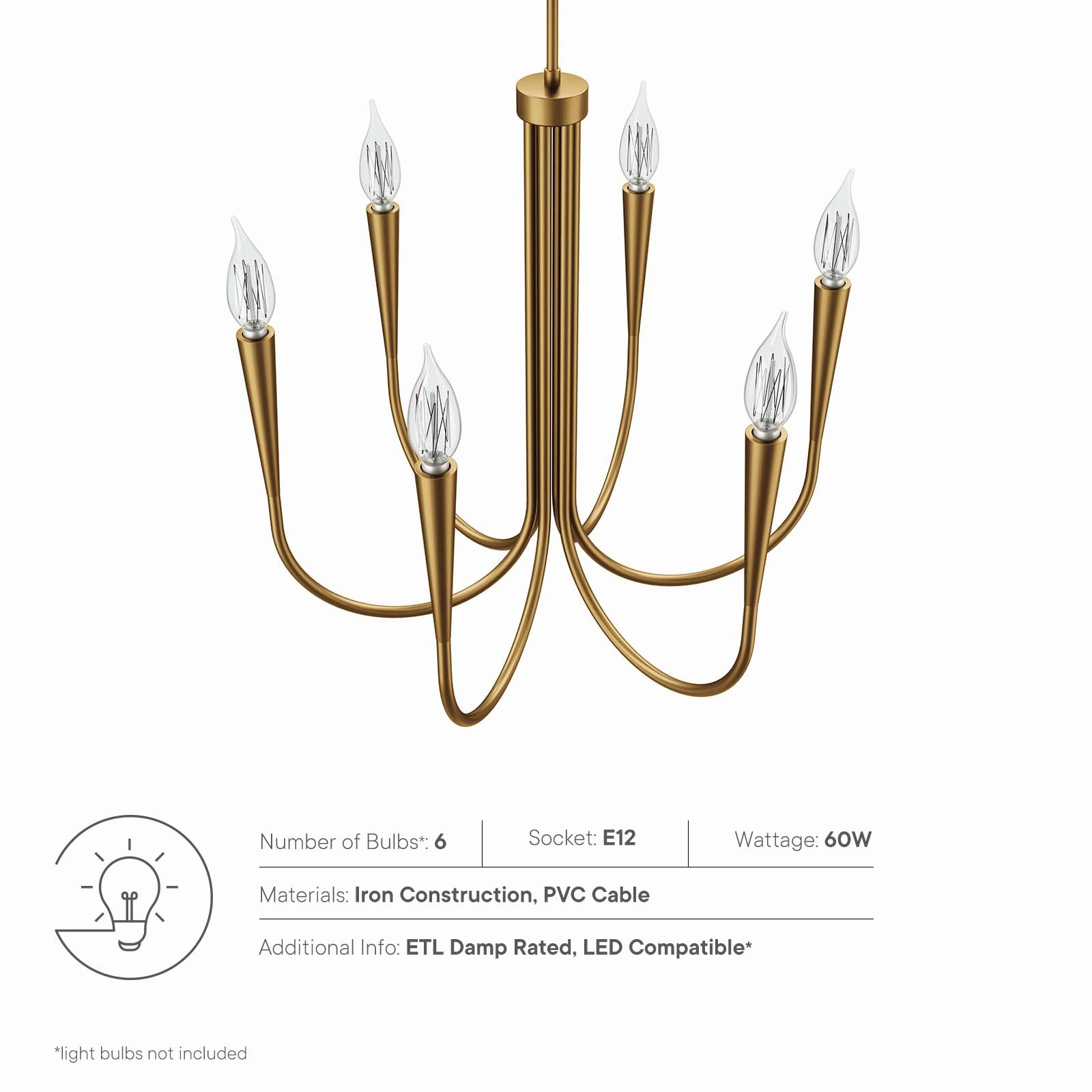 Penrose 6-Light Chandelier By Modway - EEI-5661 | Chandeliers | Modishstore - 22