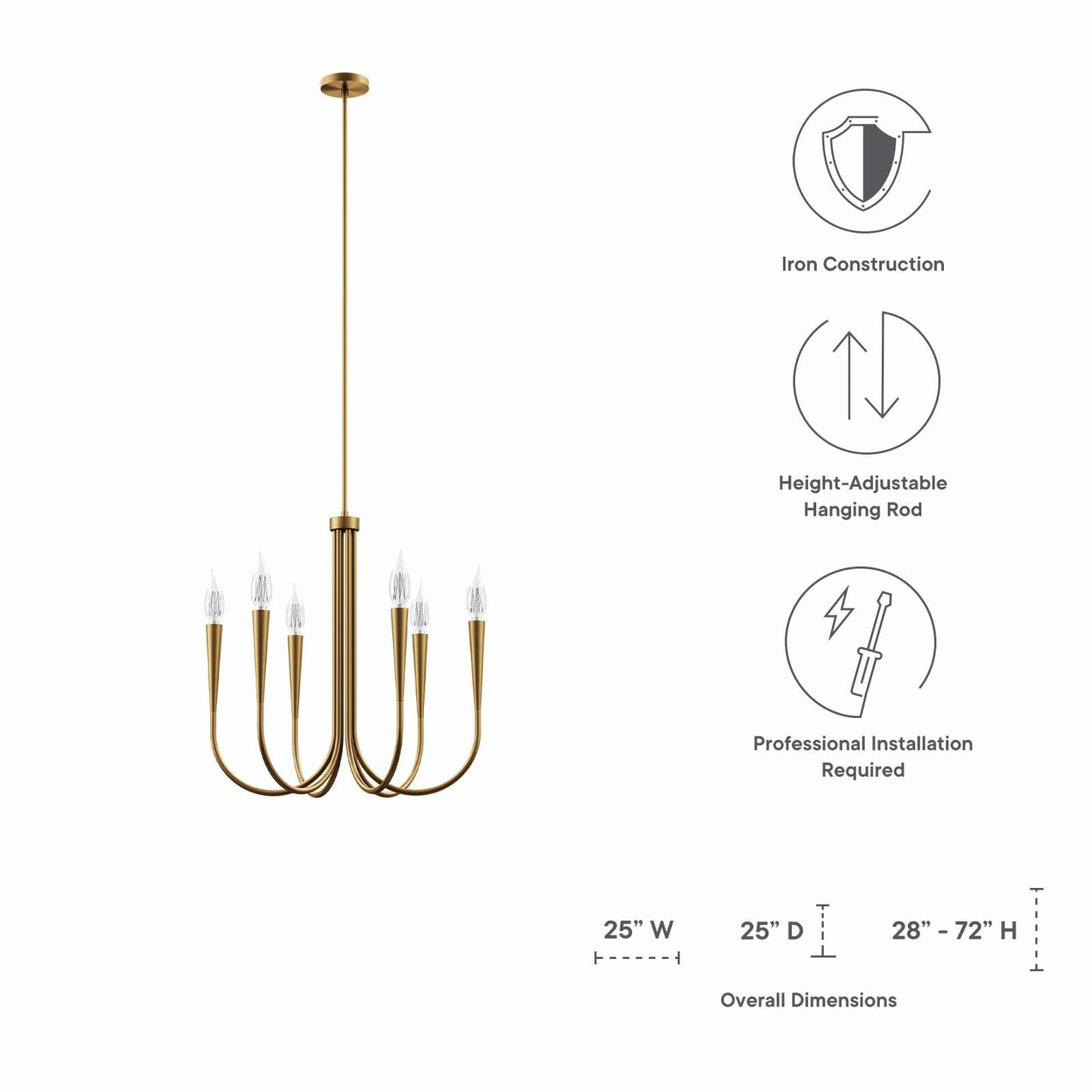 Penrose 6-Light Chandelier By Modway - EEI-5661 | Chandeliers | Modishstore - 23