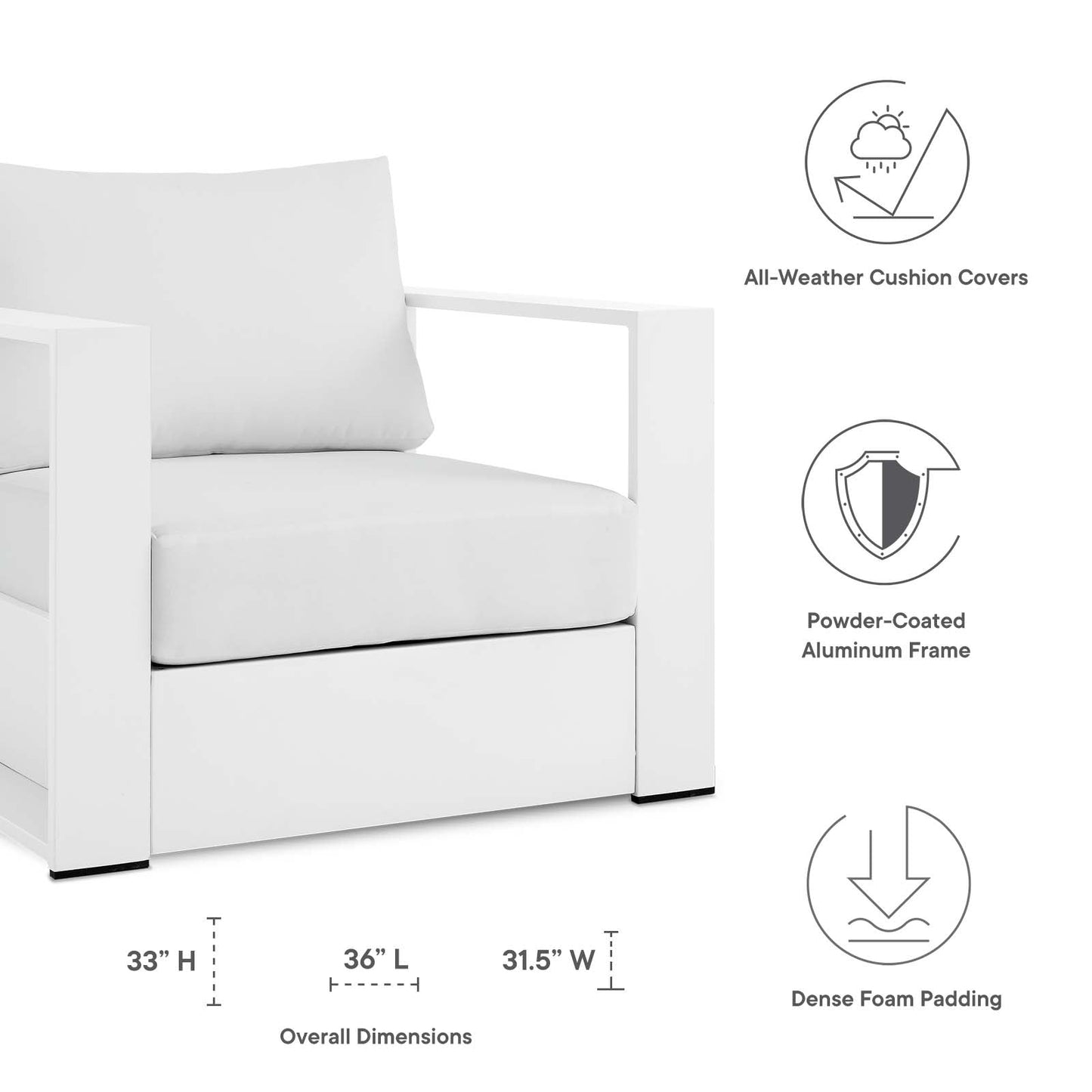 Tahoe Outdoor Patio Powder-Coated Aluminum Armchair By Modway | Outdoor Chairs | Modishstore - 47