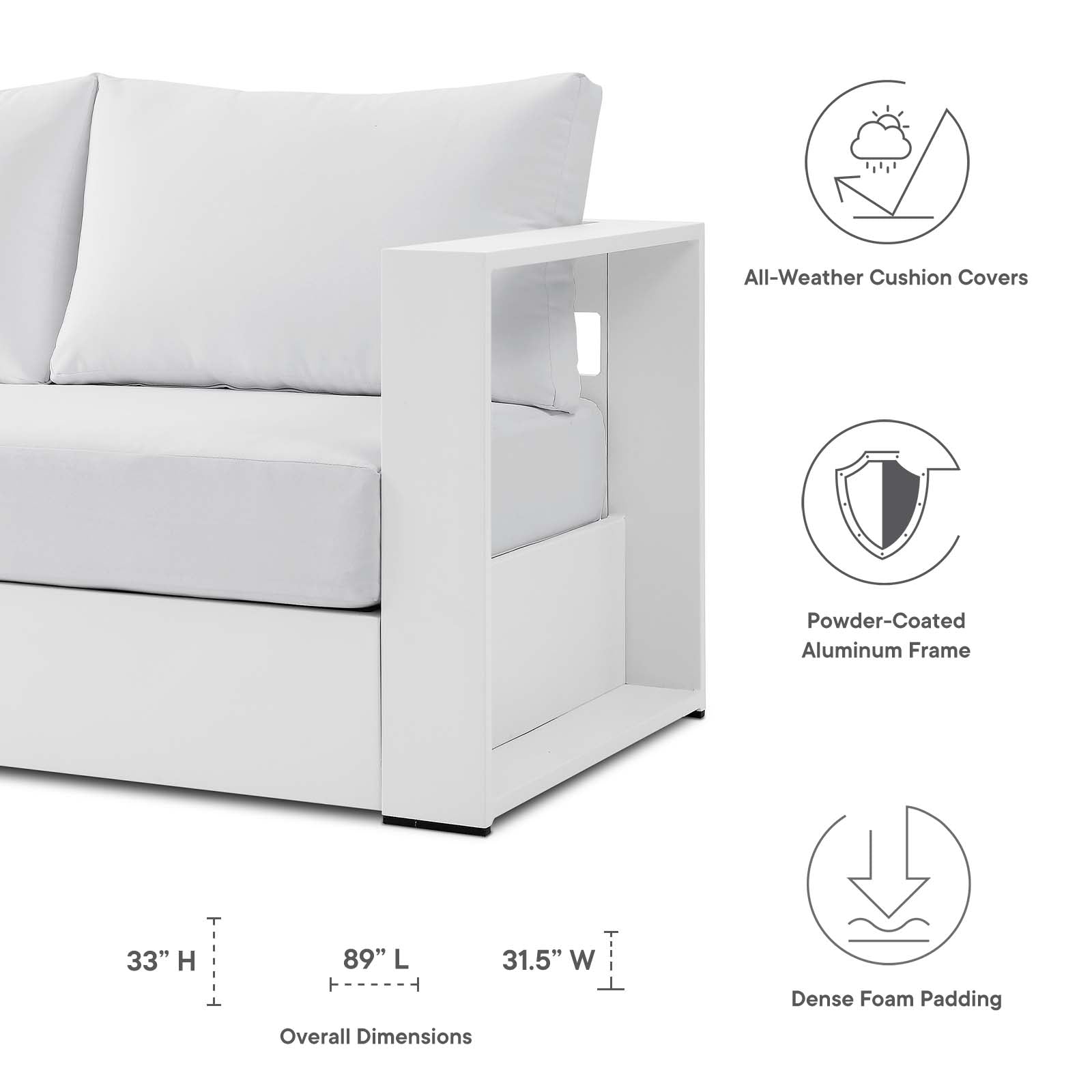 Tahoe Outdoor Patio Powder-Coated Aluminum Sofa By Modway | Outdoor Sofas, Loveseats & Sectionals | Modishstore - 47