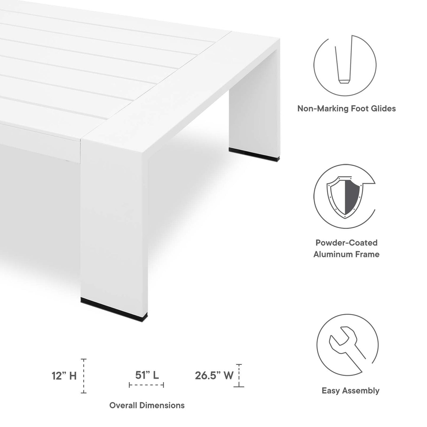 Tahoe Outdoor Patio Powder-Coated Aluminum Coffee Table By Modway | Outdoor Tables | Modishstore - 14