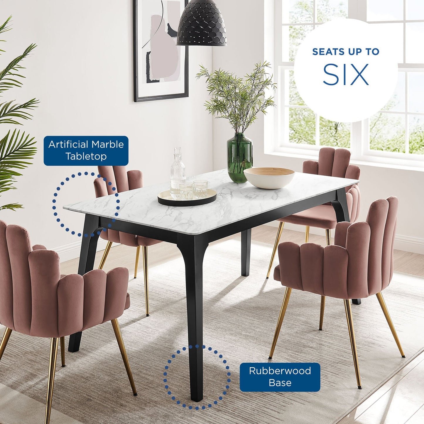 Modway Juxtapose 63" Rectangular Performance Artificial Marble Dining Table | Dining Tables | Modishstore-7