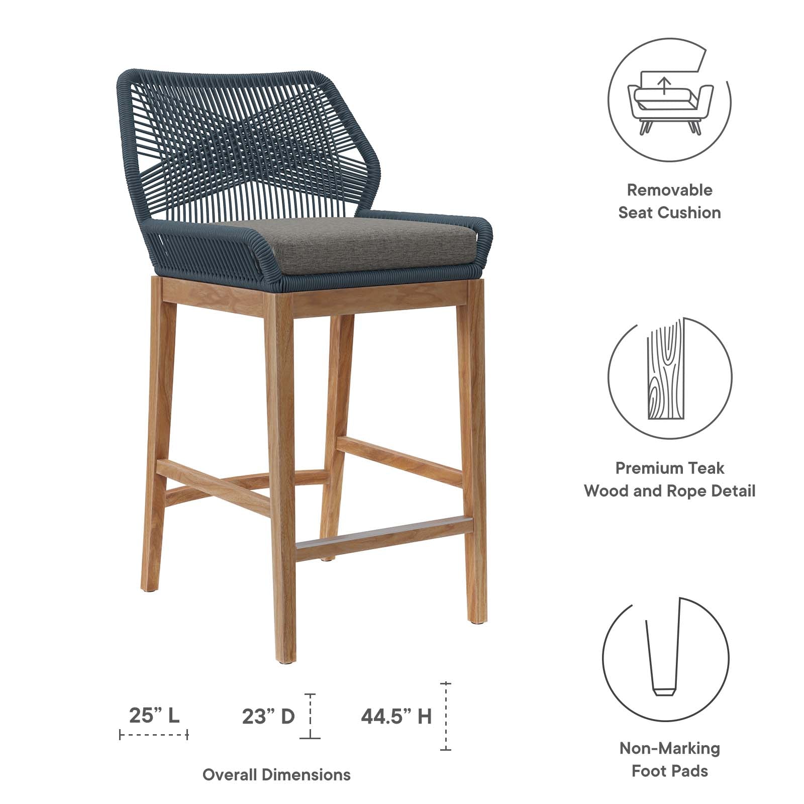 Wellspring Outdoor Patio Teak Wood Bar Stool By Modway - EEI-5746 | Bar Stools | Modishstore - 6