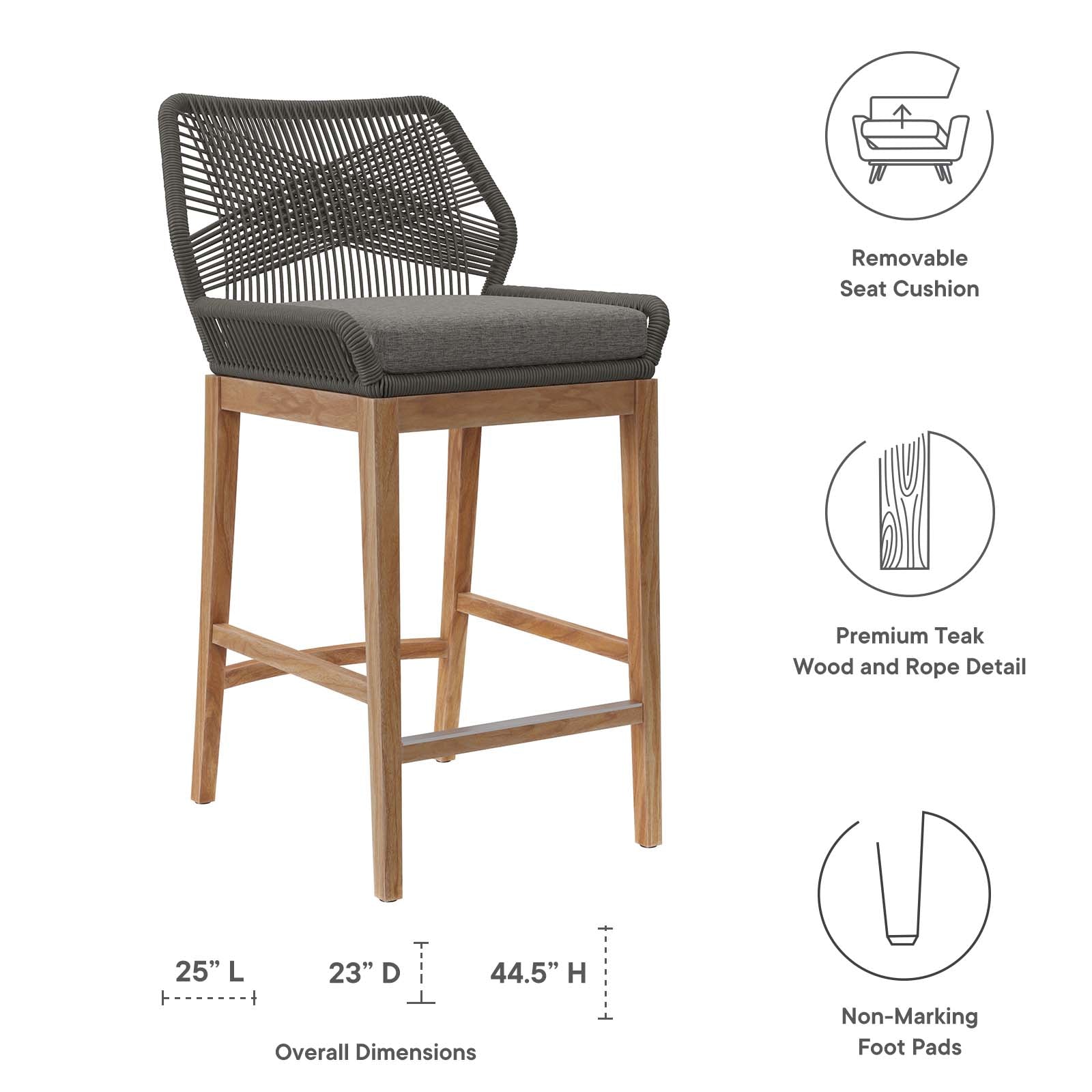 Wellspring Outdoor Patio Teak Wood Bar Stool By Modway - EEI-5746 | Bar Stools | Modishstore - 12