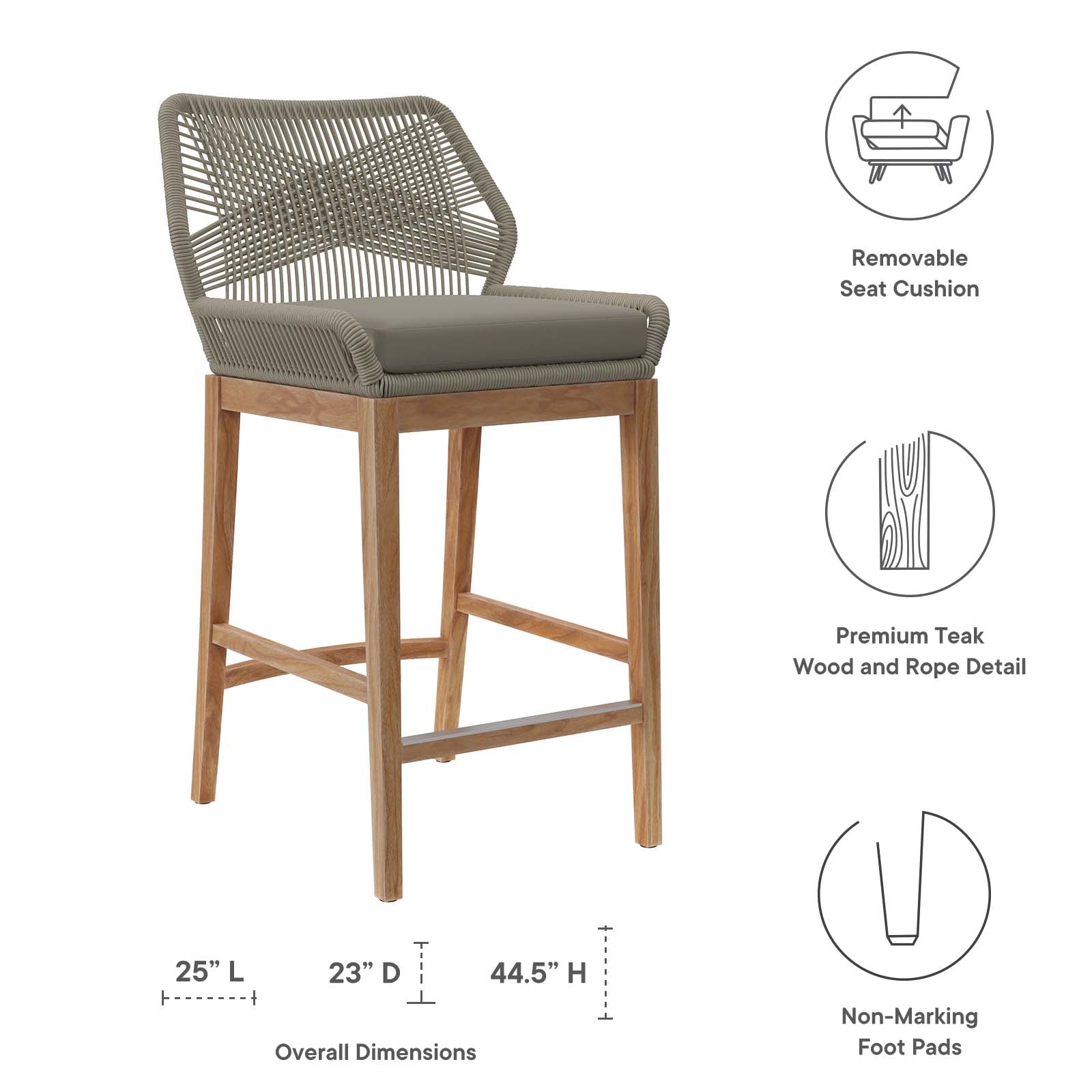 Wellspring Outdoor Patio Teak Wood Bar Stool By Modway - EEI-5746 | Bar Stools | Modishstore - 19