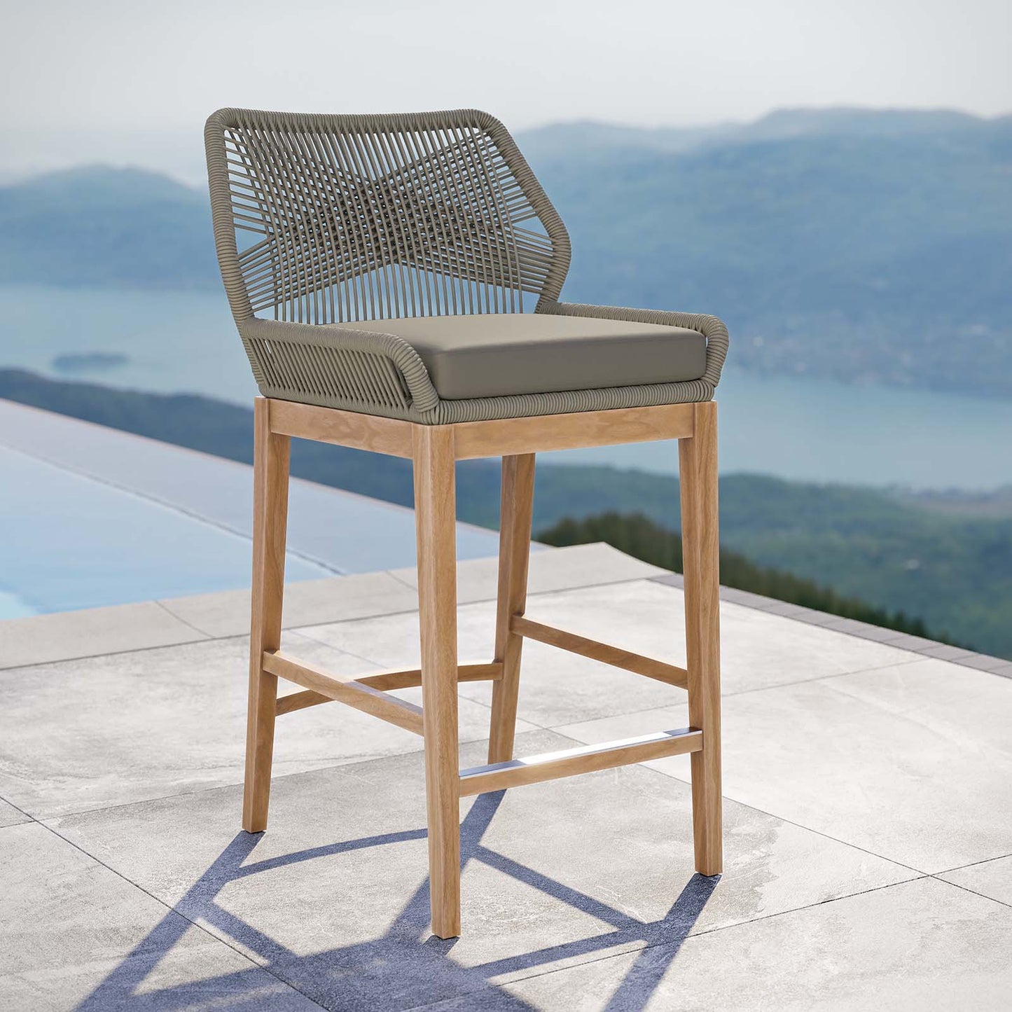 Wellspring Outdoor Patio Teak Wood Bar Stool By Modway - EEI-5746 | Bar Stools | Modishstore - 21