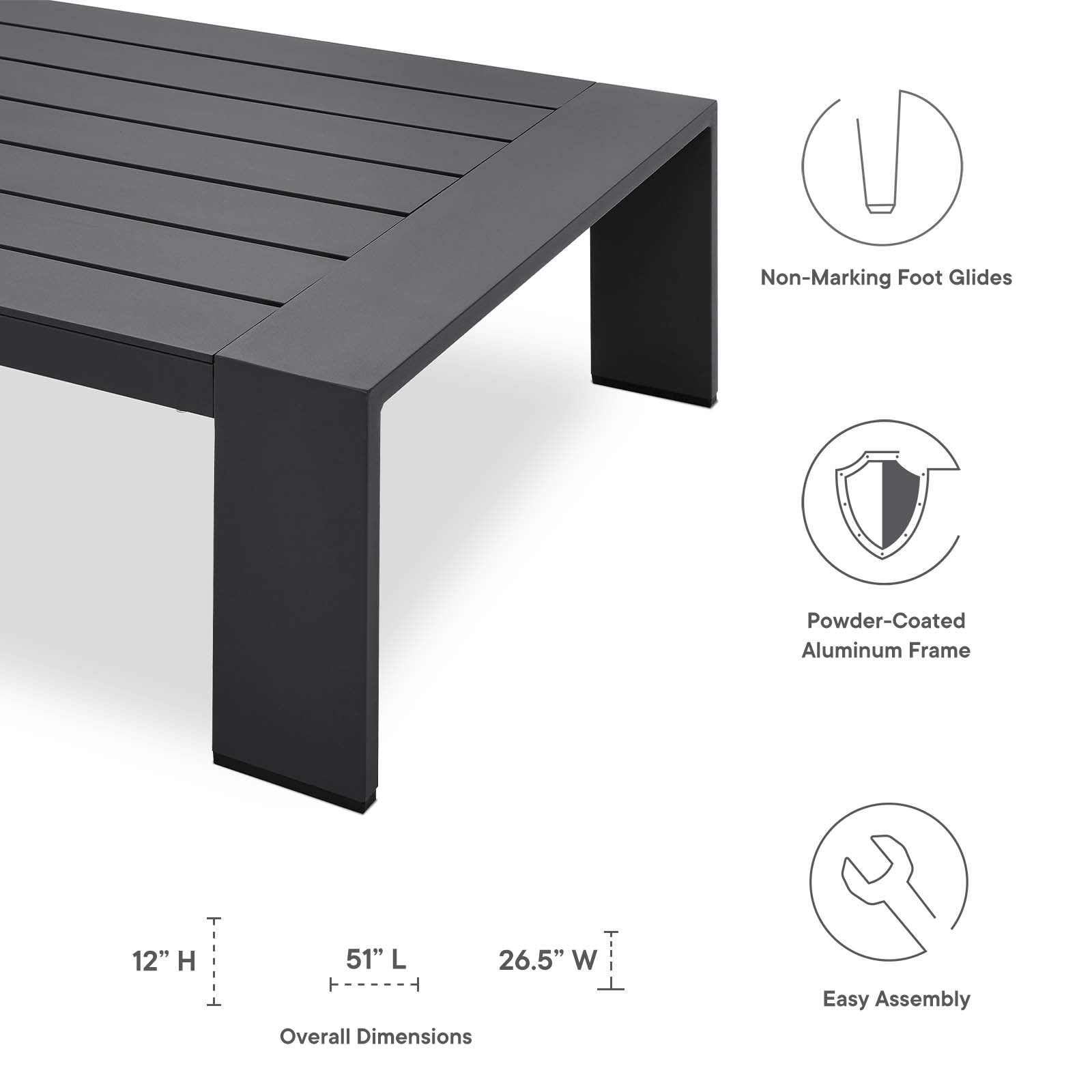 Tahoe Outdoor Patio Powder-Coated Aluminum 3-Piece Set By Modway | Outdoor Sofas, Loveseats & Sectionals | Modishstore - 6