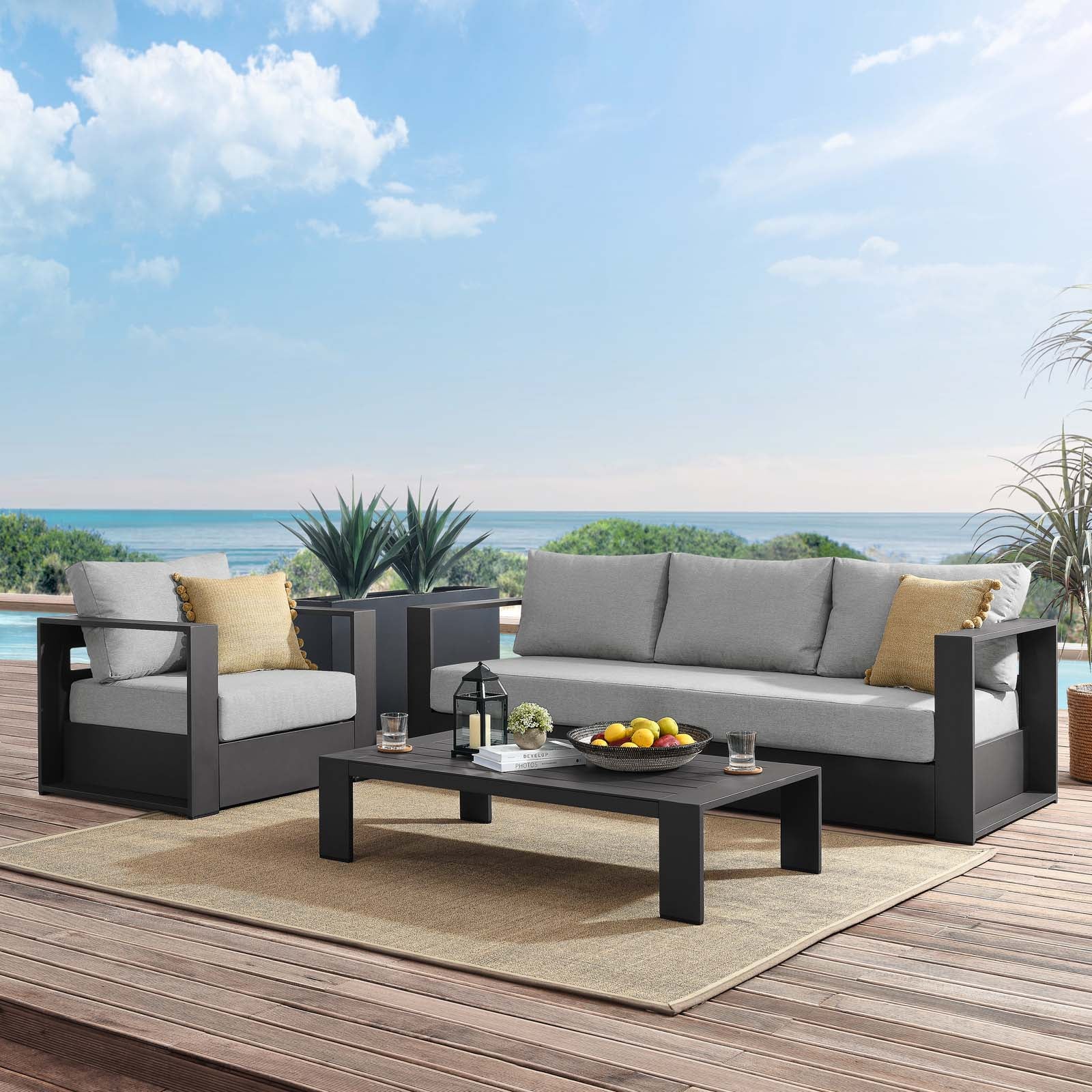 Tahoe Outdoor Patio Powder-Coated Aluminum 3-Piece Set By Modway | Outdoor Sofas, Loveseats & Sectionals | Modishstore - 19