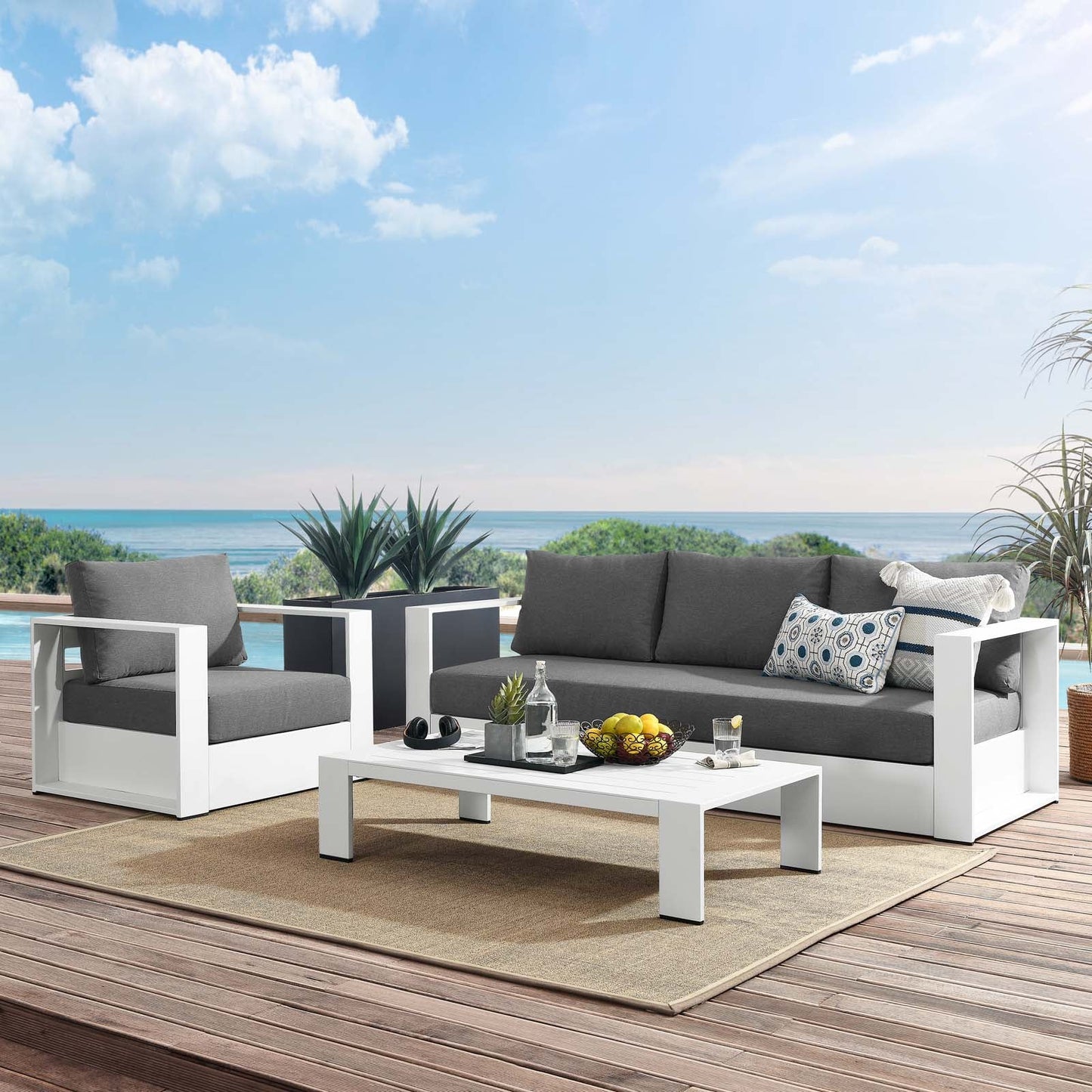 Tahoe Outdoor Patio Powder-Coated Aluminum 3-Piece Set By Modway | Outdoor Sofas, Loveseats & Sectionals | Modishstore - 45