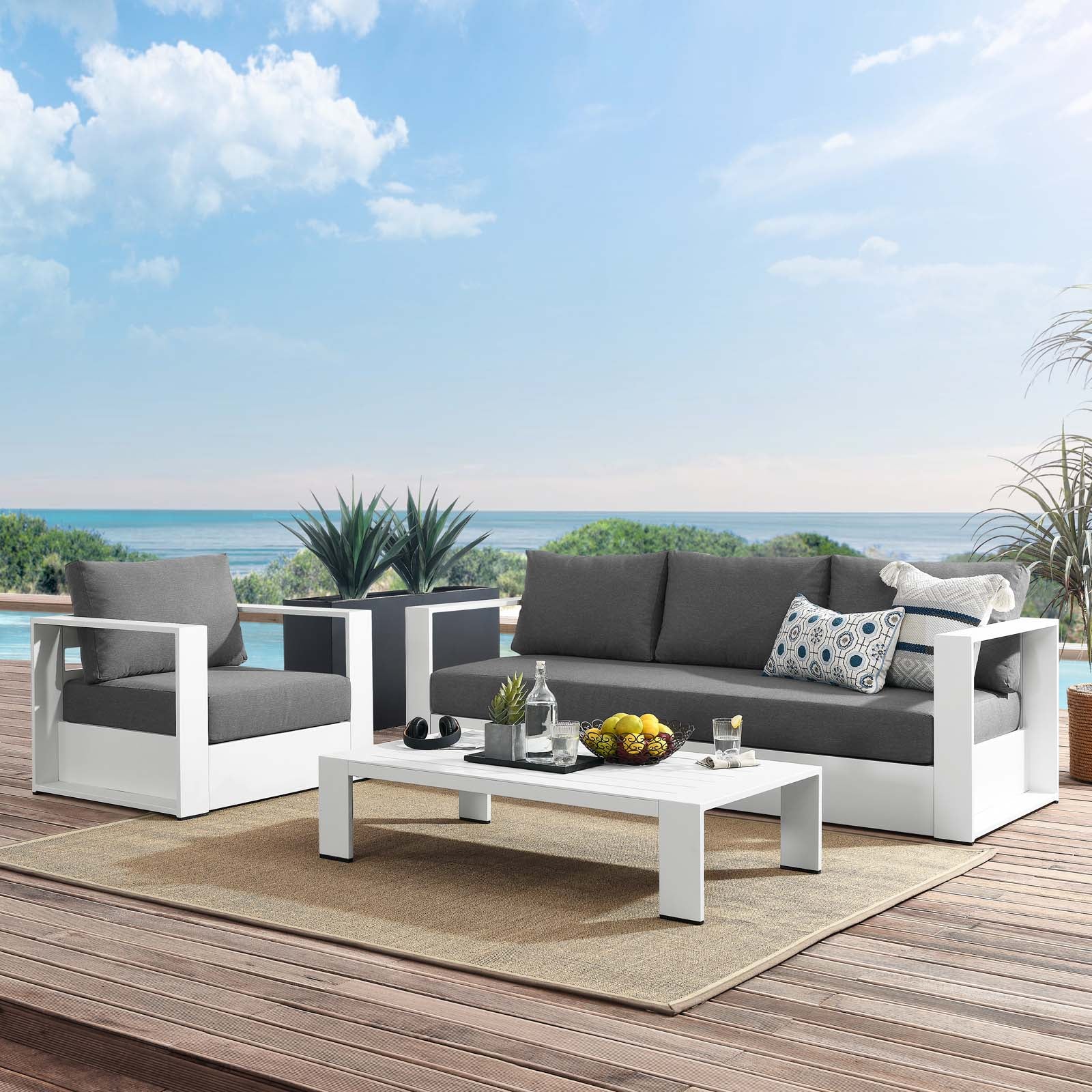 Tahoe Outdoor Patio Powder-Coated Aluminum 3-Piece Set By Modway | Outdoor Sofas, Loveseats & Sectionals | Modishstore - 45