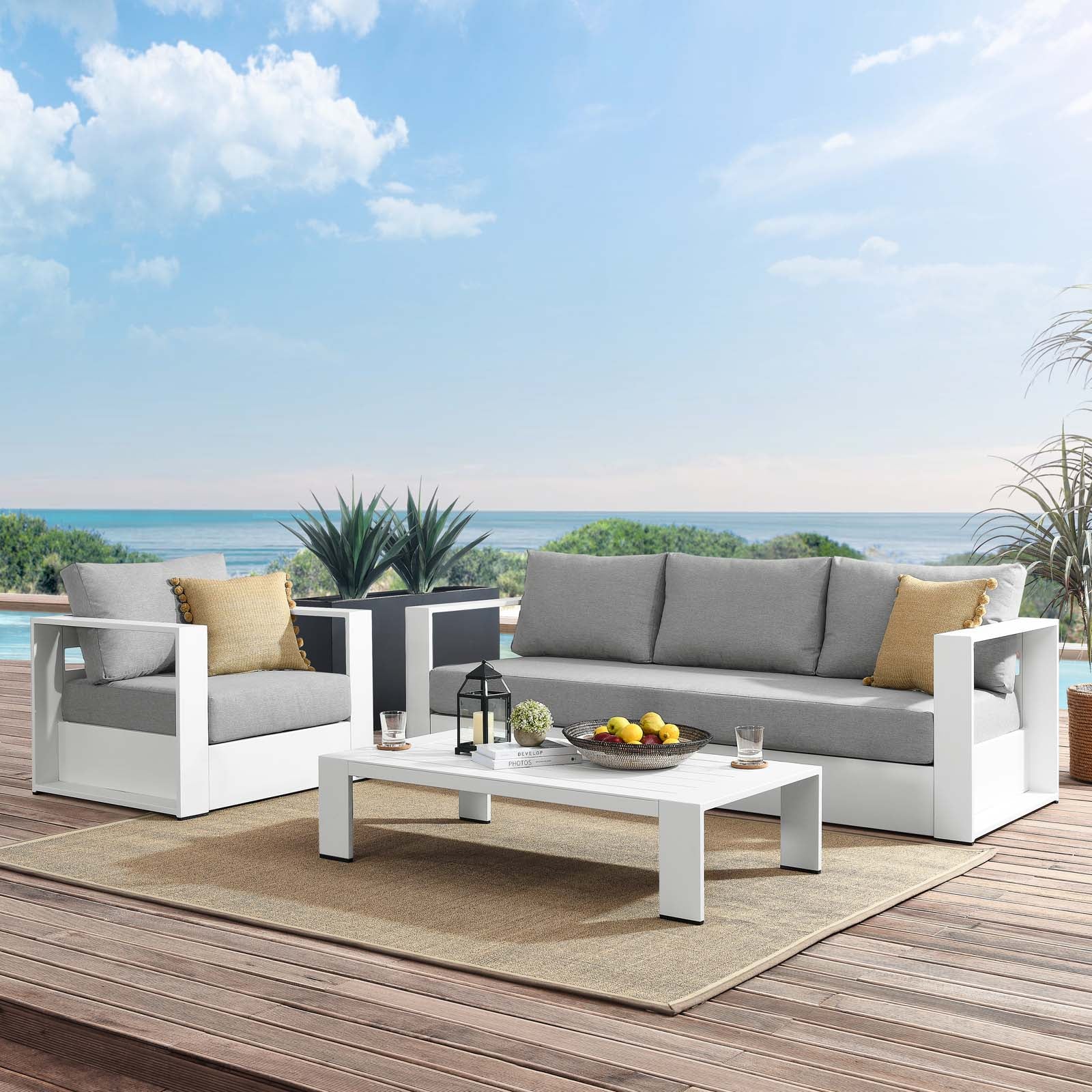 Tahoe Outdoor Patio Powder-Coated Aluminum 3-Piece Set By Modway | Outdoor Sofas, Loveseats & Sectionals | Modishstore - 57