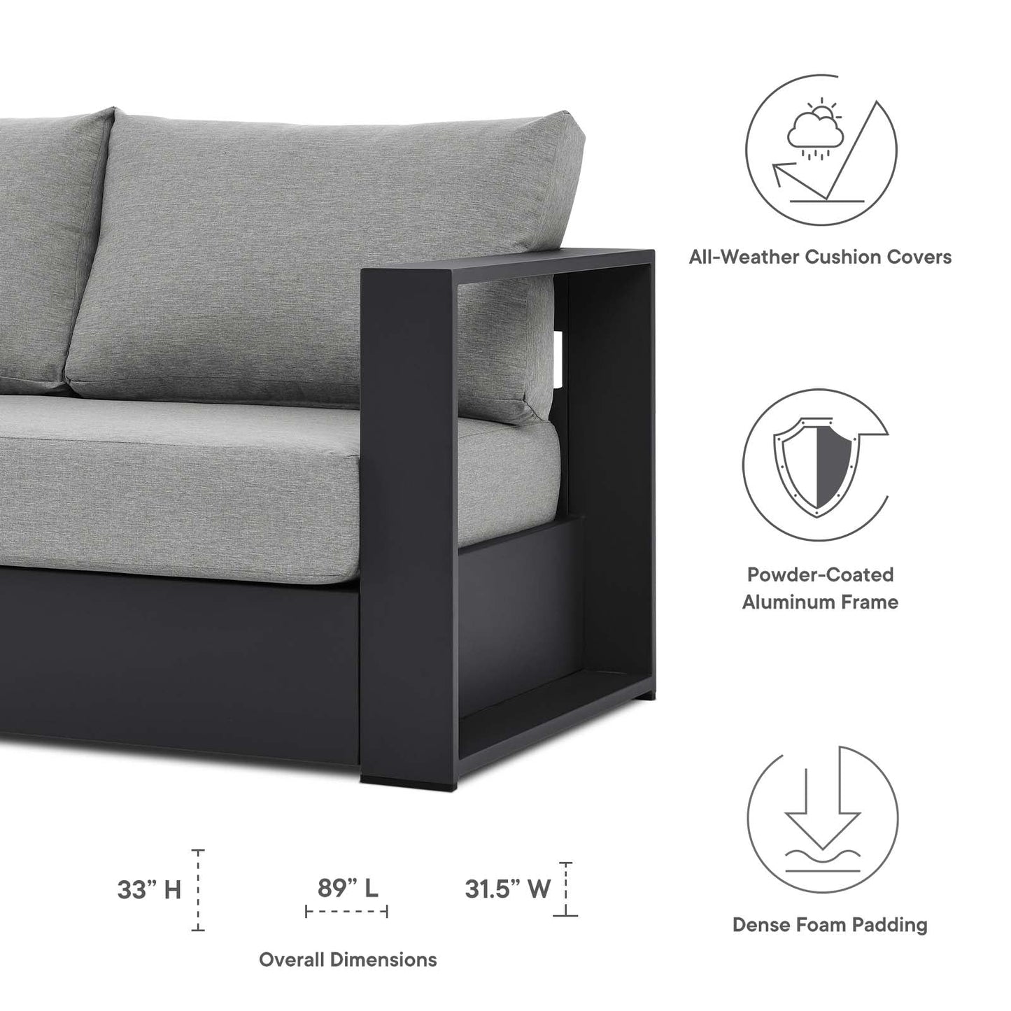 Tahoe Outdoor Patio Powder-Coated Aluminum 4-Piece Set By Modway | Outdoor Sofas, Loveseats & Sectionals | Modishstore - 19