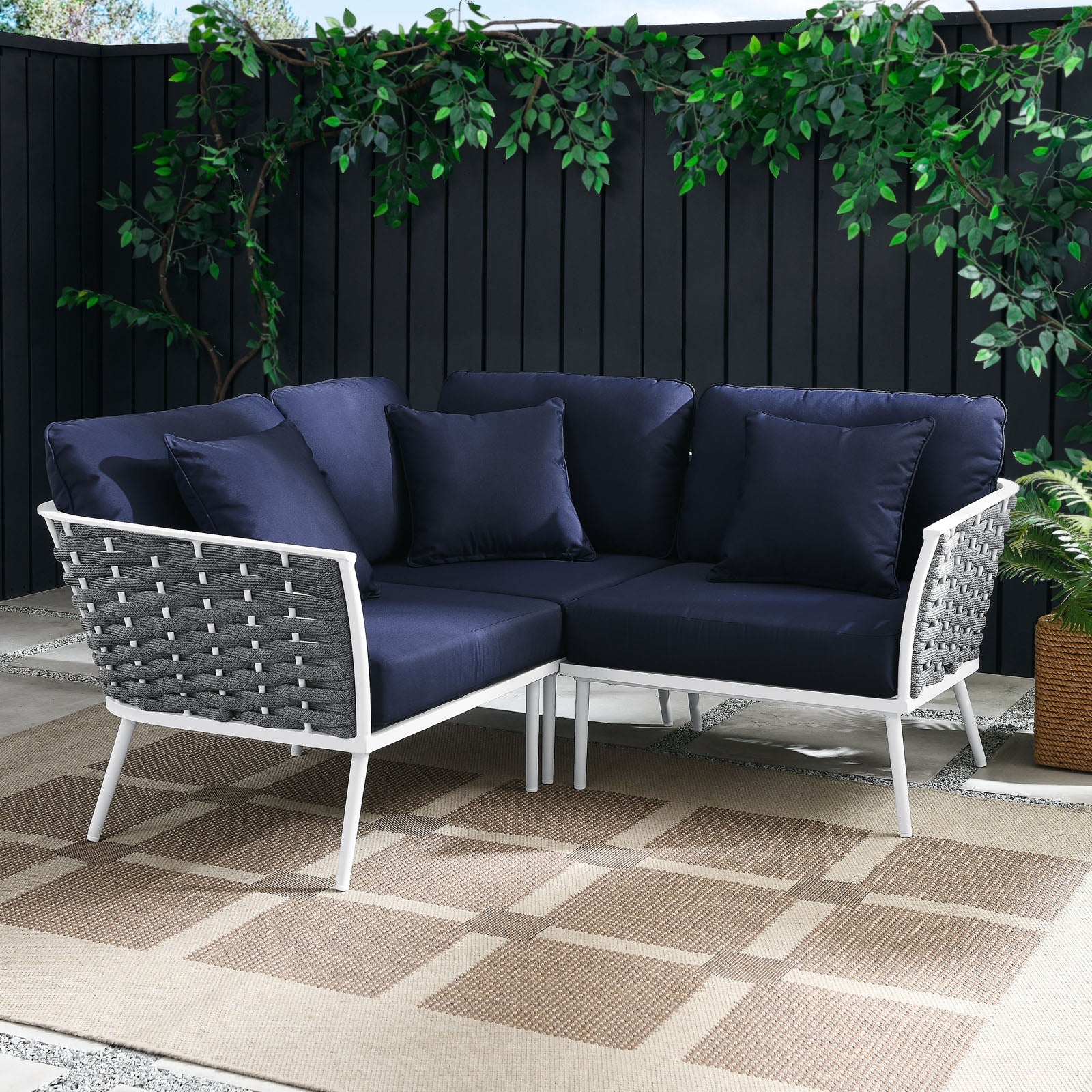 Stance Outdoor Patio Aluminum Outdoor Patio Aluminum Small Sectional Sofa By Modway | Outdoor Sofas, Loveseats & Sectionals | Modishstore-17