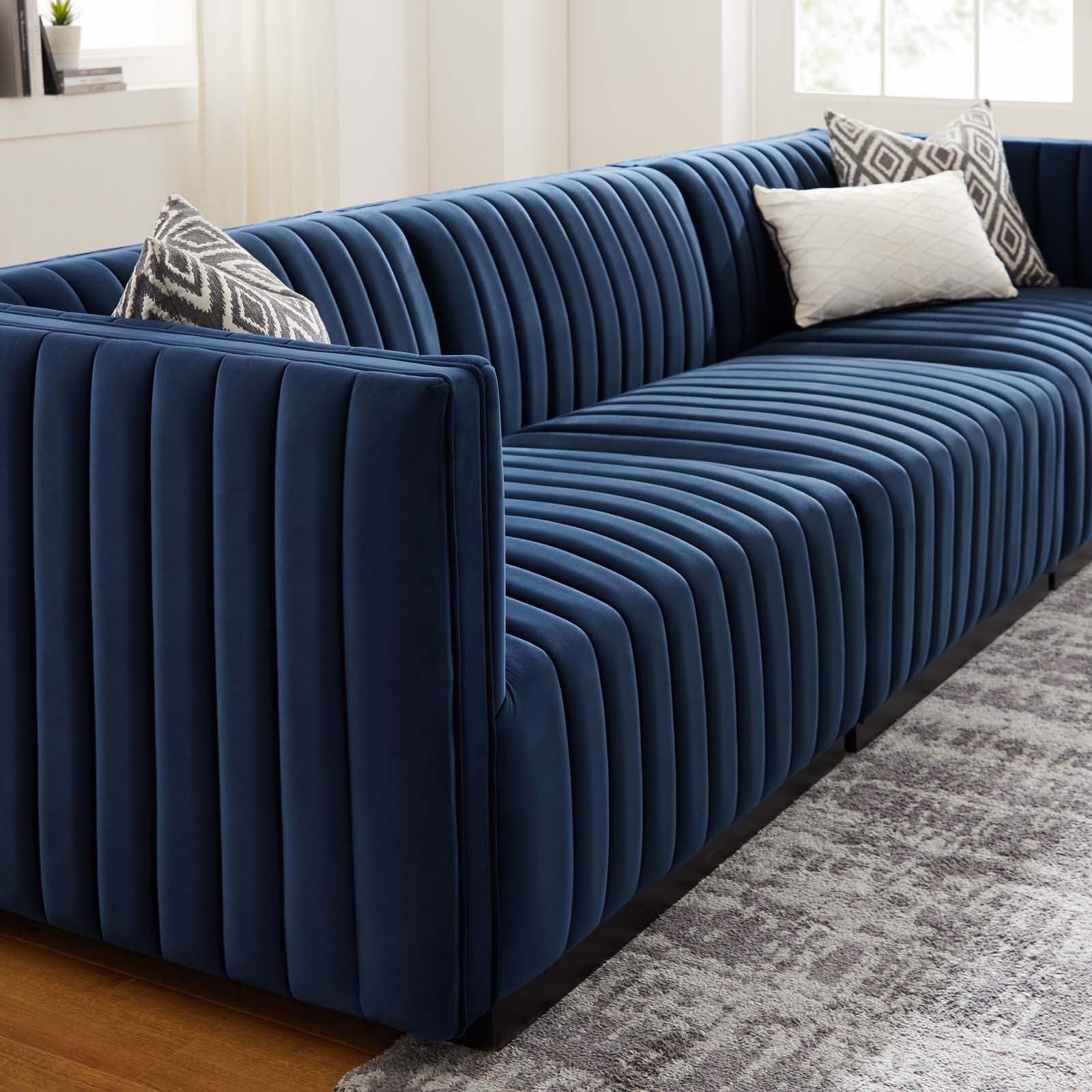Conjure Channel Tufted Performance Velvet Sofa By Modway - EEI-5765 | Sofas - 44