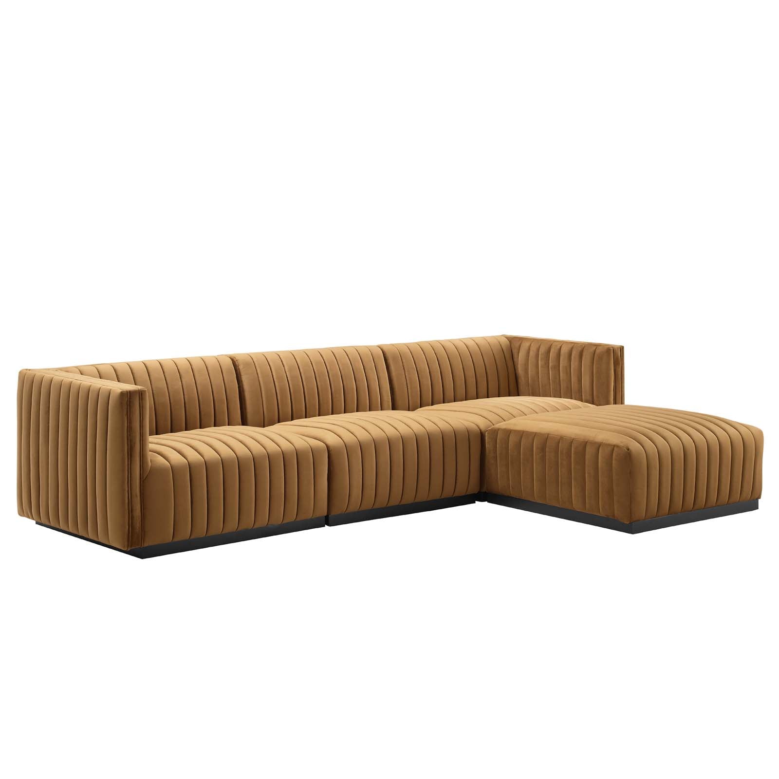 Conjure Channel Tufted Performance Velvet 4-Piece Sectional By Modway - EEI-5766 | Sectional - 2