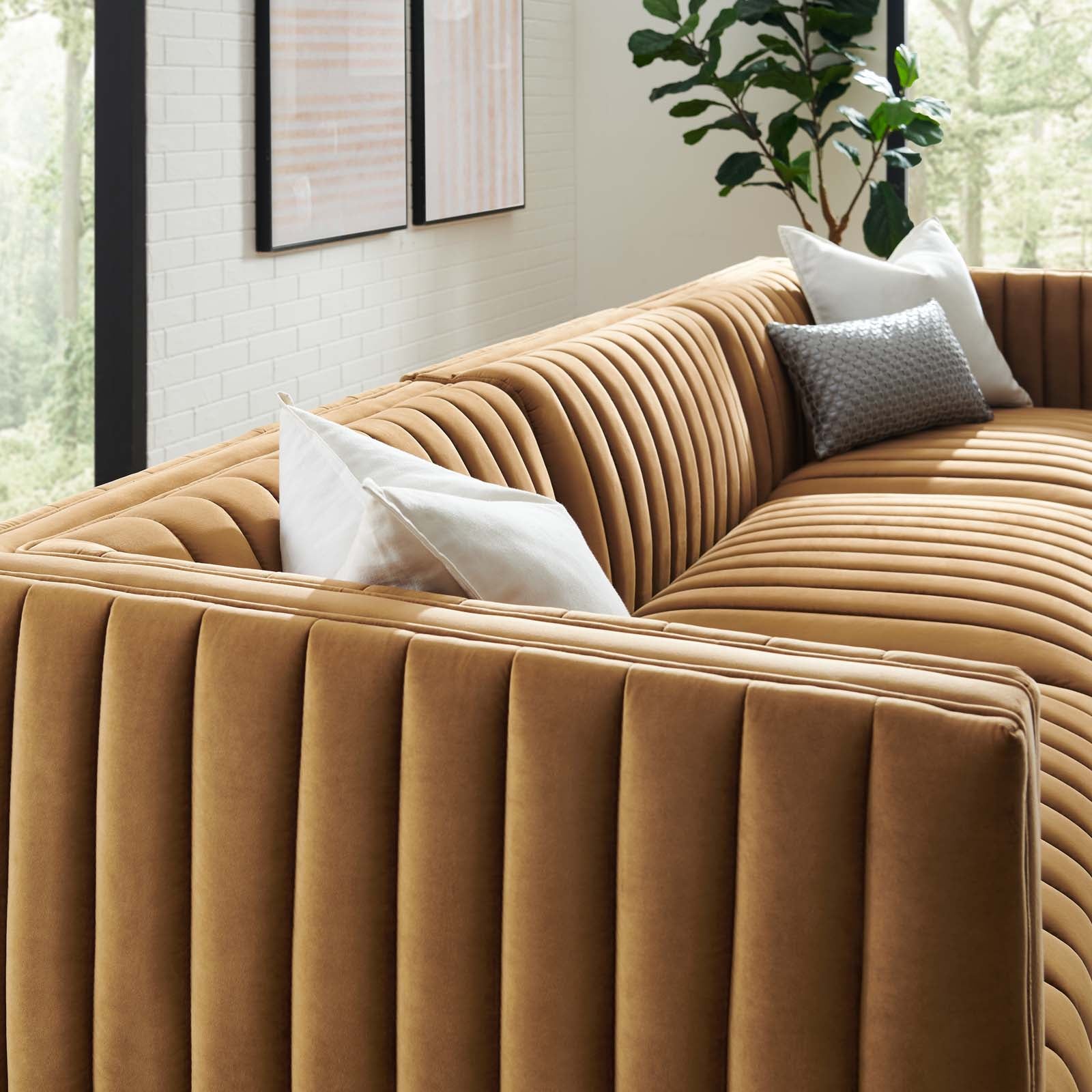 Conjure Channel Tufted Performance Velvet 4-Piece Sectional By Modway - EEI-5766 | Sectional - 9