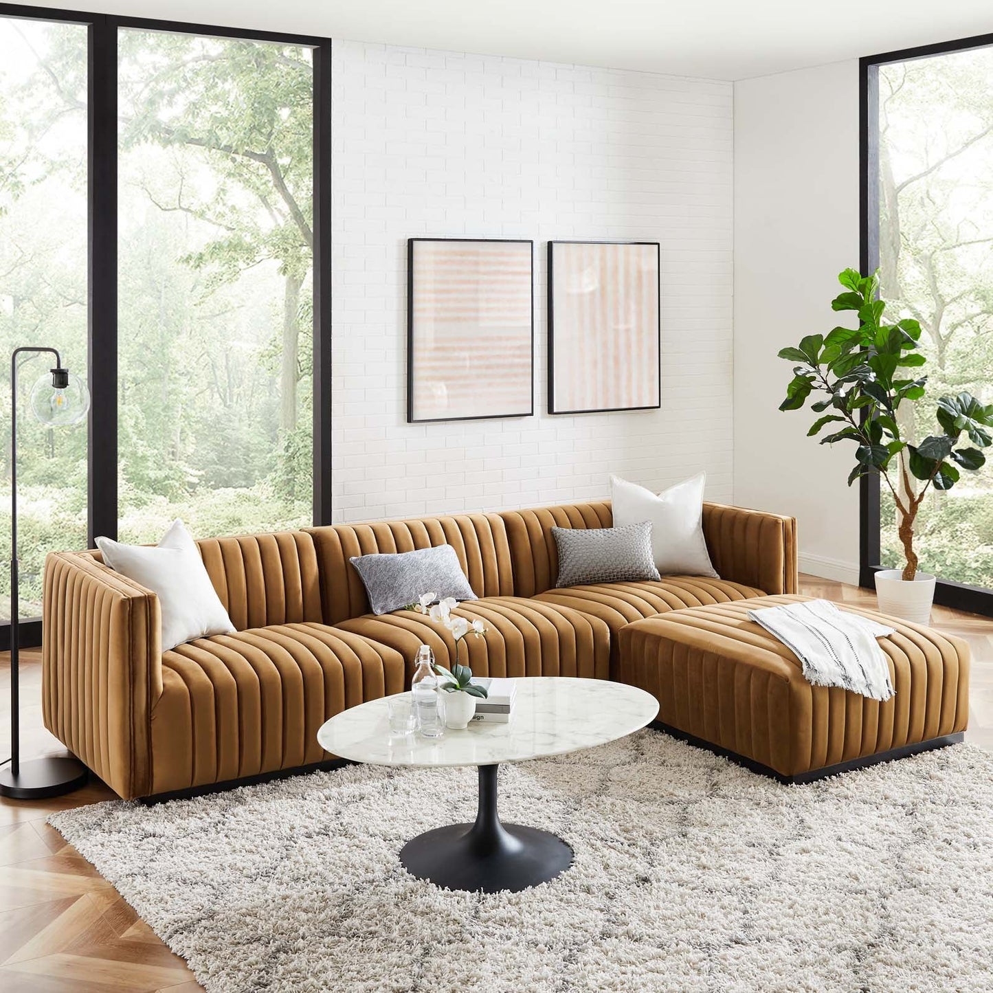 Conjure Channel Tufted Performance Velvet 4-Piece Sectional By Modway - EEI-5766 | Sectional