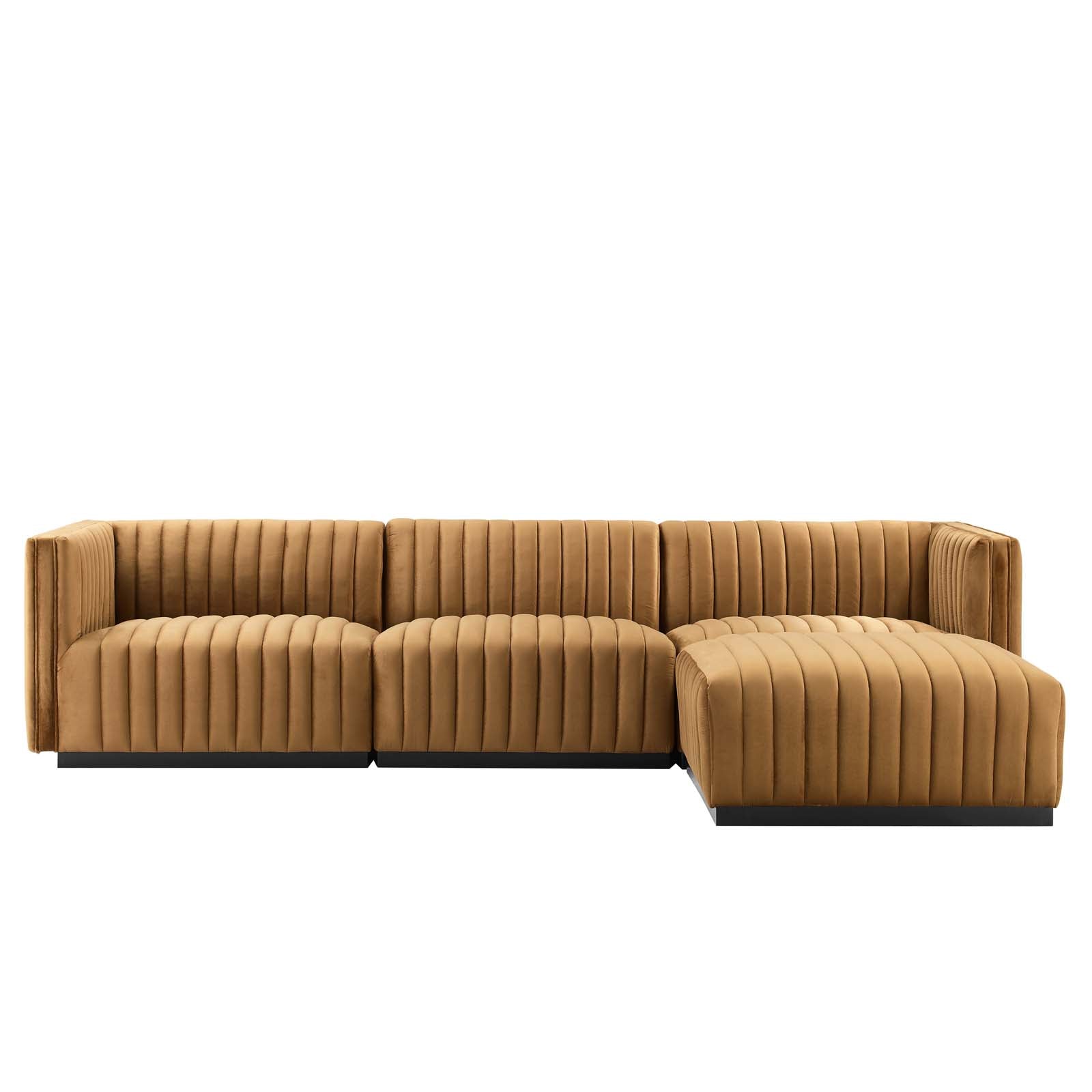 Conjure Channel Tufted Performance Velvet 4-Piece Sectional By Modway - EEI-5766 | Sectional - 10