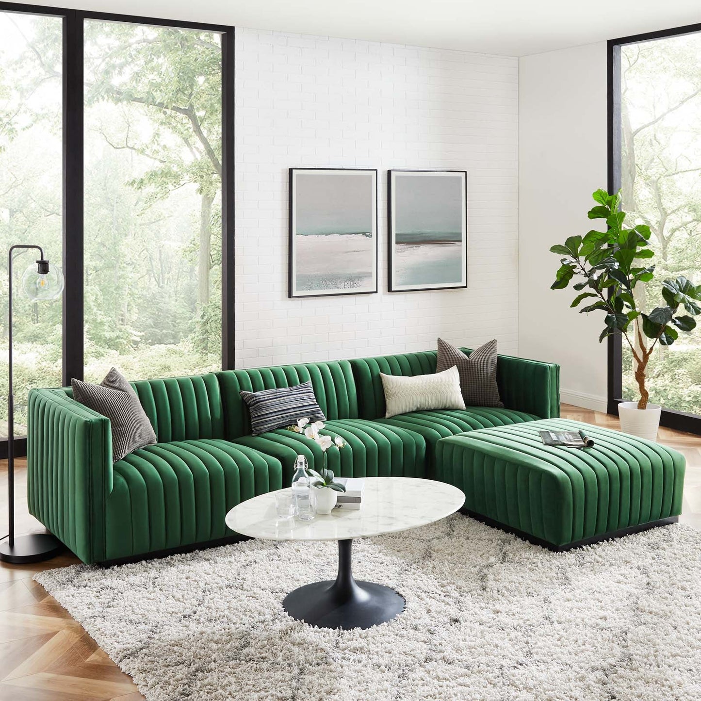 Conjure Channel Tufted Performance Velvet 4-Piece Sectional By Modway - EEI-5766 | Sectional - 25