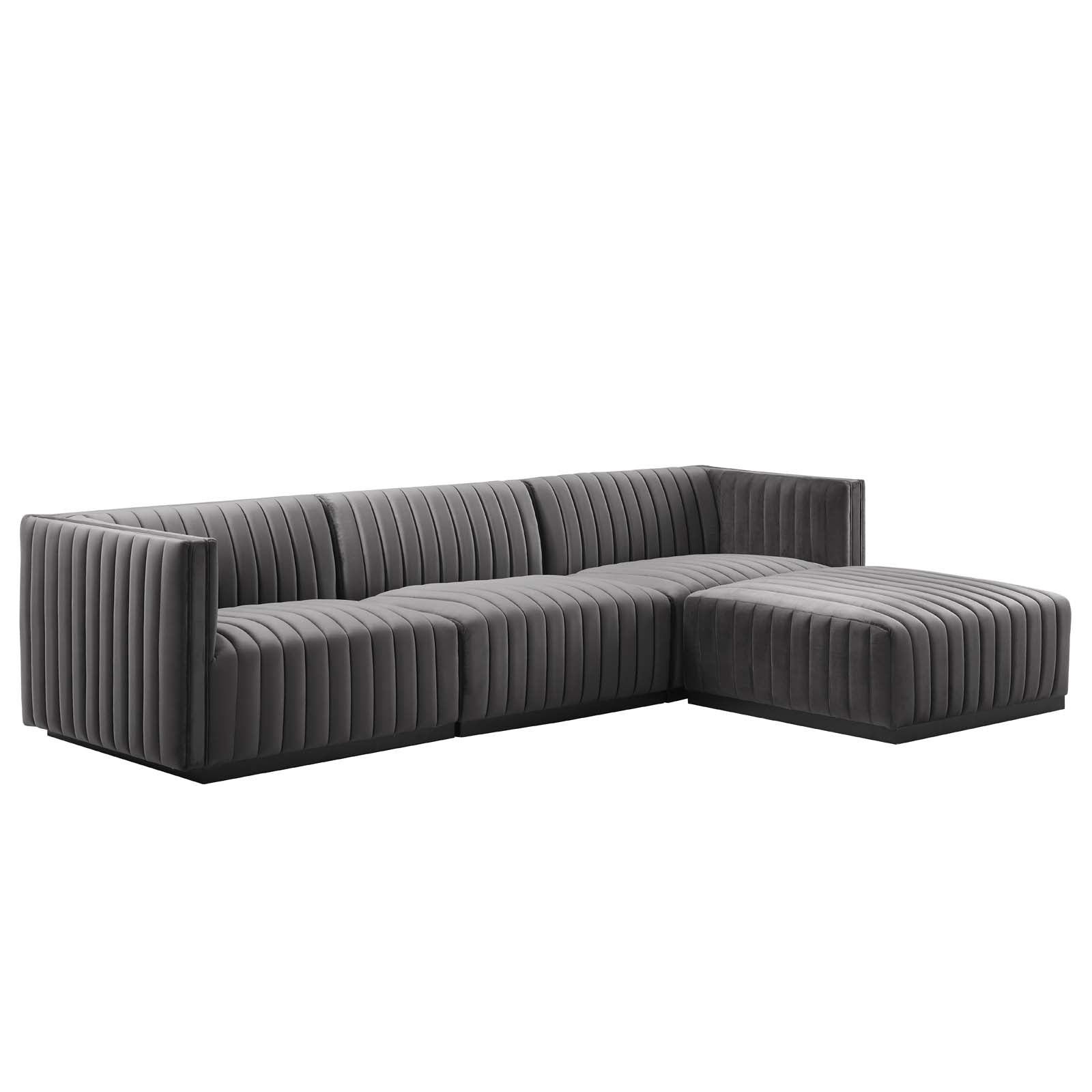 Conjure Channel Tufted Performance Velvet 4-Piece Sectional By Modway - EEI-5766 | Sectional - 33