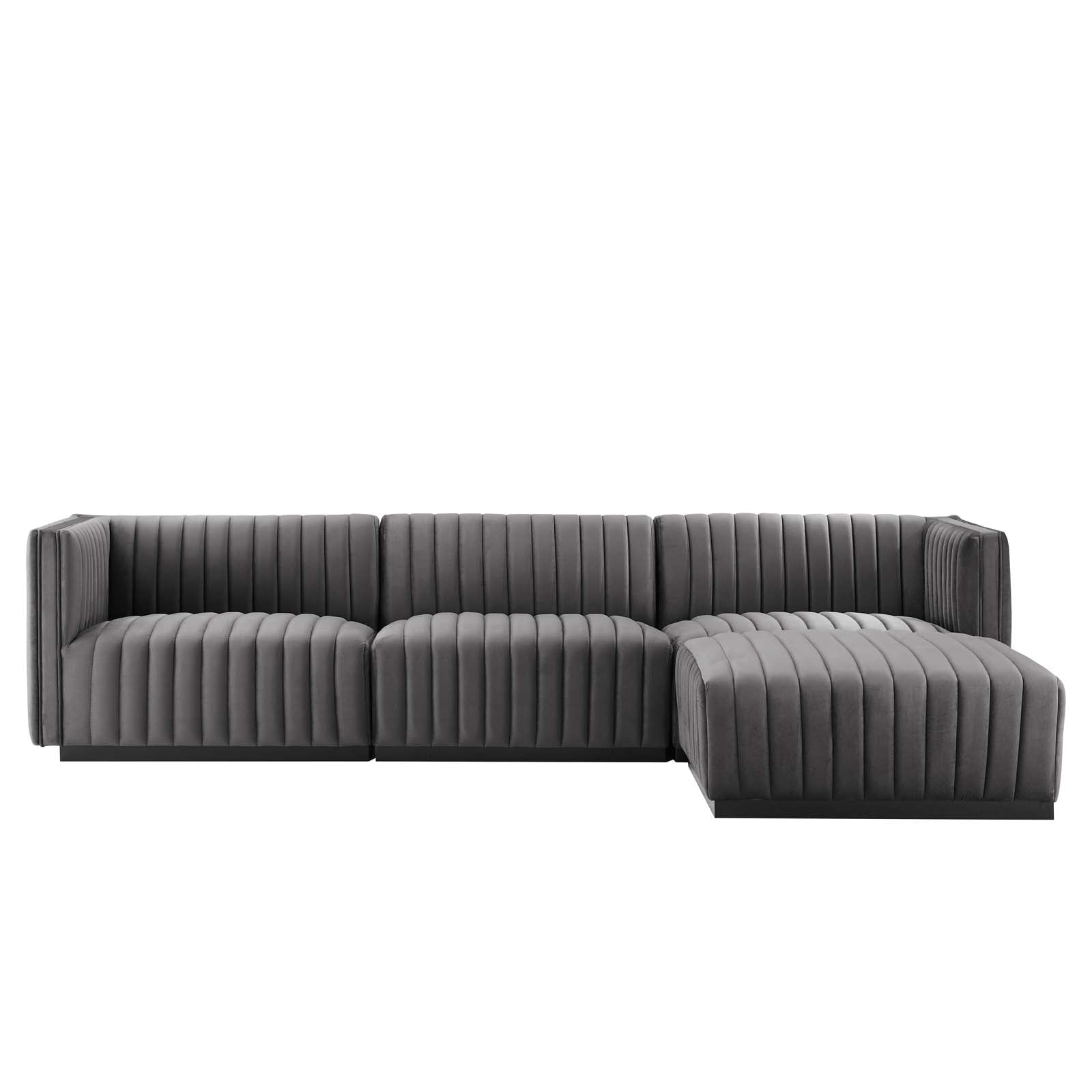 Conjure Channel Tufted Performance Velvet 4-Piece Sectional By Modway - EEI-5766 | Sectional - 42