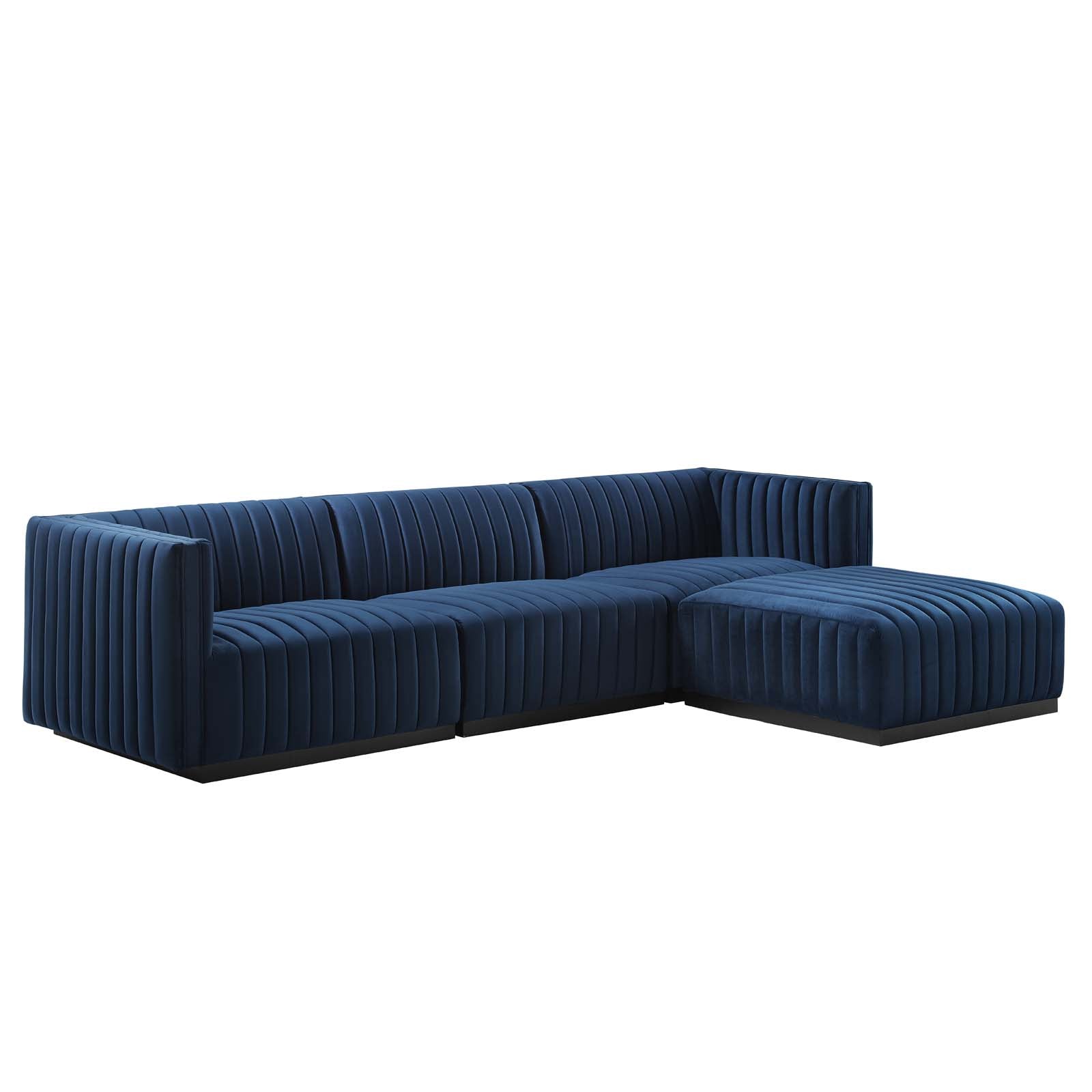 Conjure Channel Tufted Performance Velvet 4-Piece Sectional By Modway - EEI-5766 | Sectional - 49