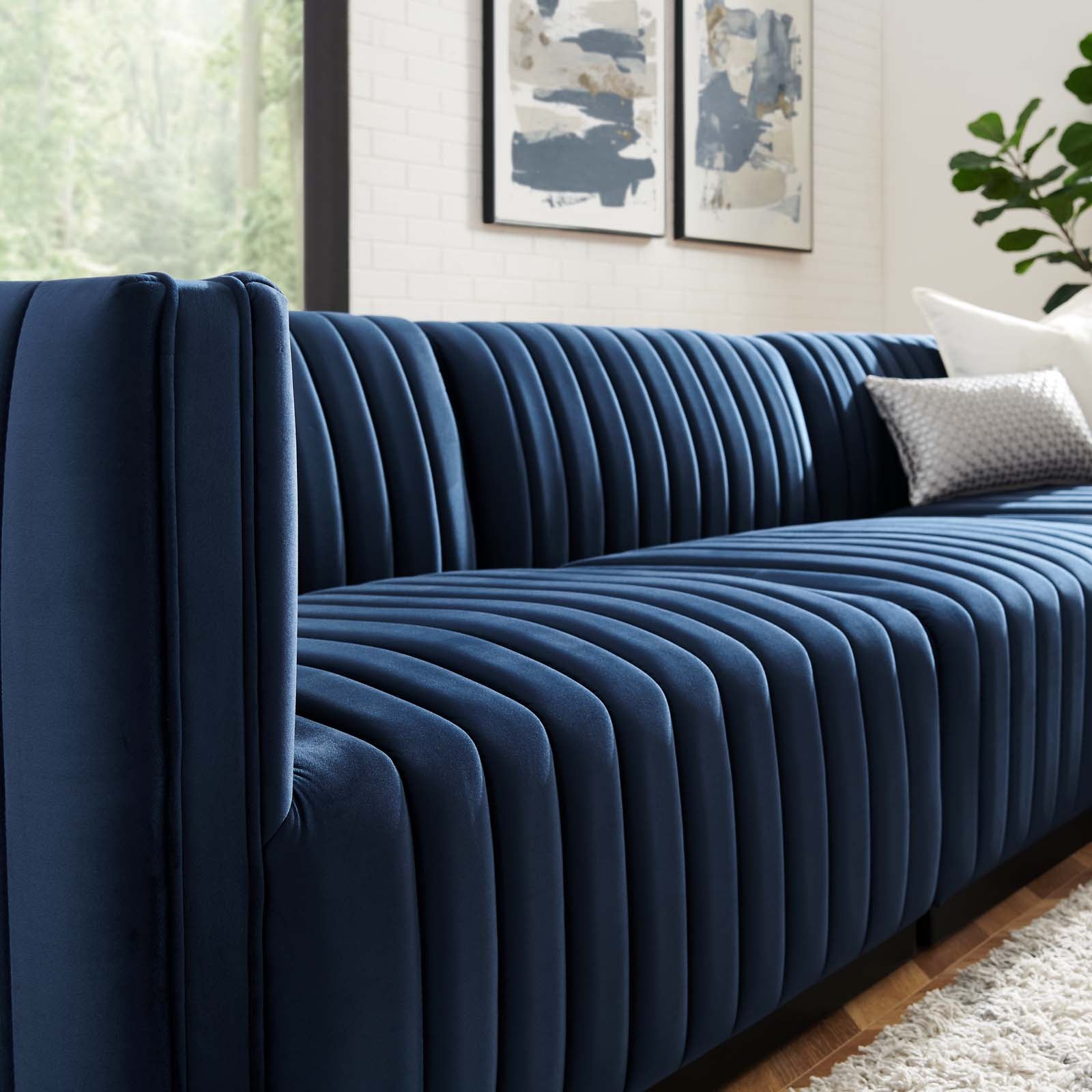 Conjure Channel Tufted Performance Velvet 4-Piece Sectional By Modway - EEI-5766 | Sectional - 56